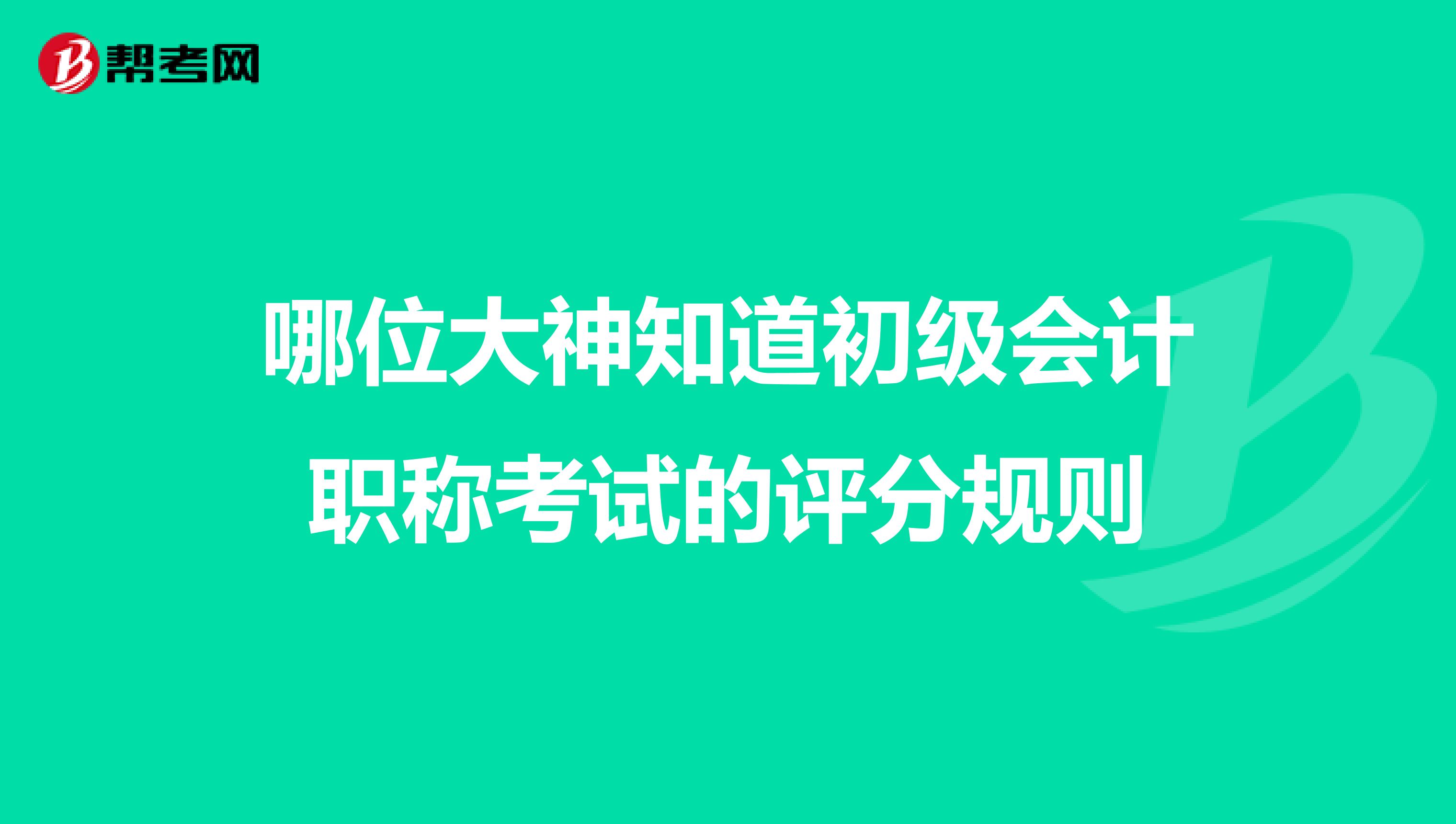 哪位大神知道初级会计职称考试的评分规则