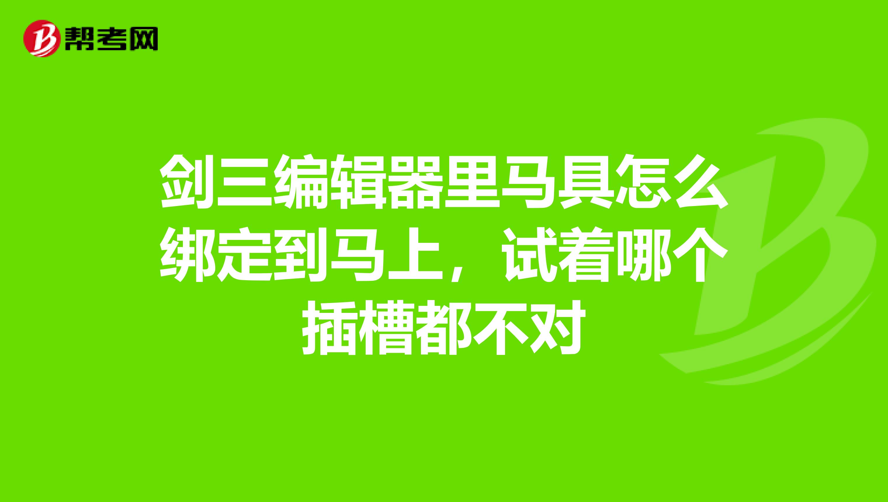 剑三编辑器里马具怎么绑定到马上，试着哪个插槽都不对