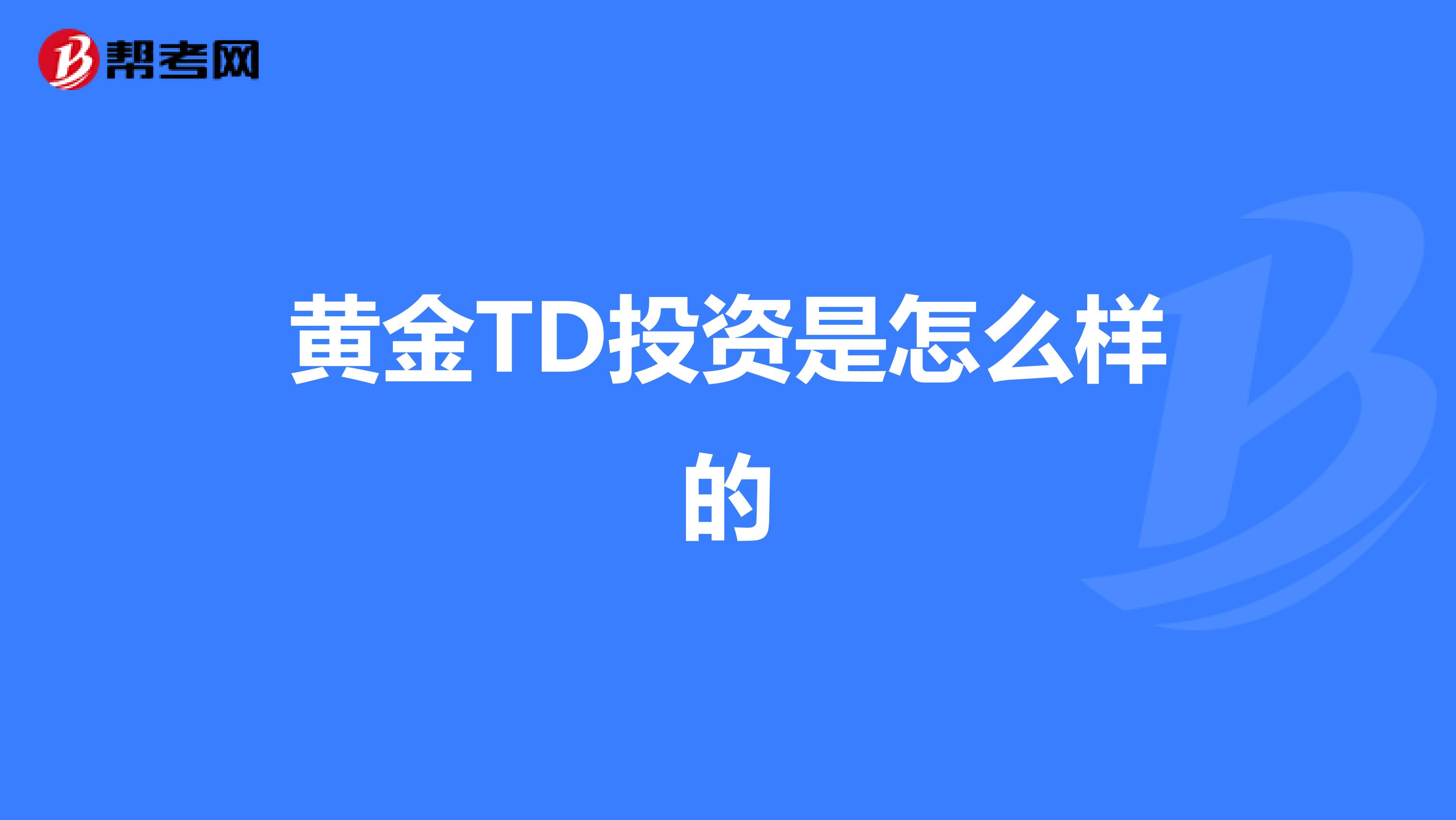 黄金TD投资是怎么样的