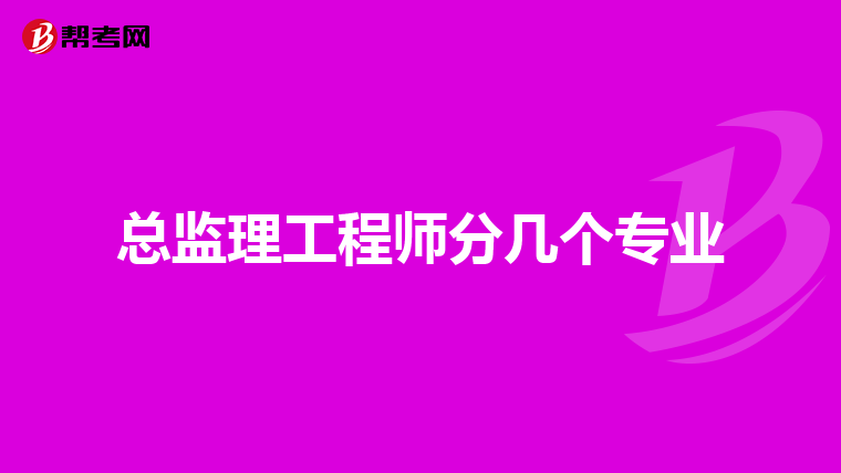 总监理工程师分几个专业