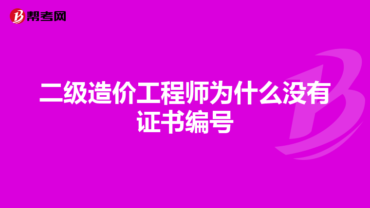 二级造价工程师为什么没有证书编号