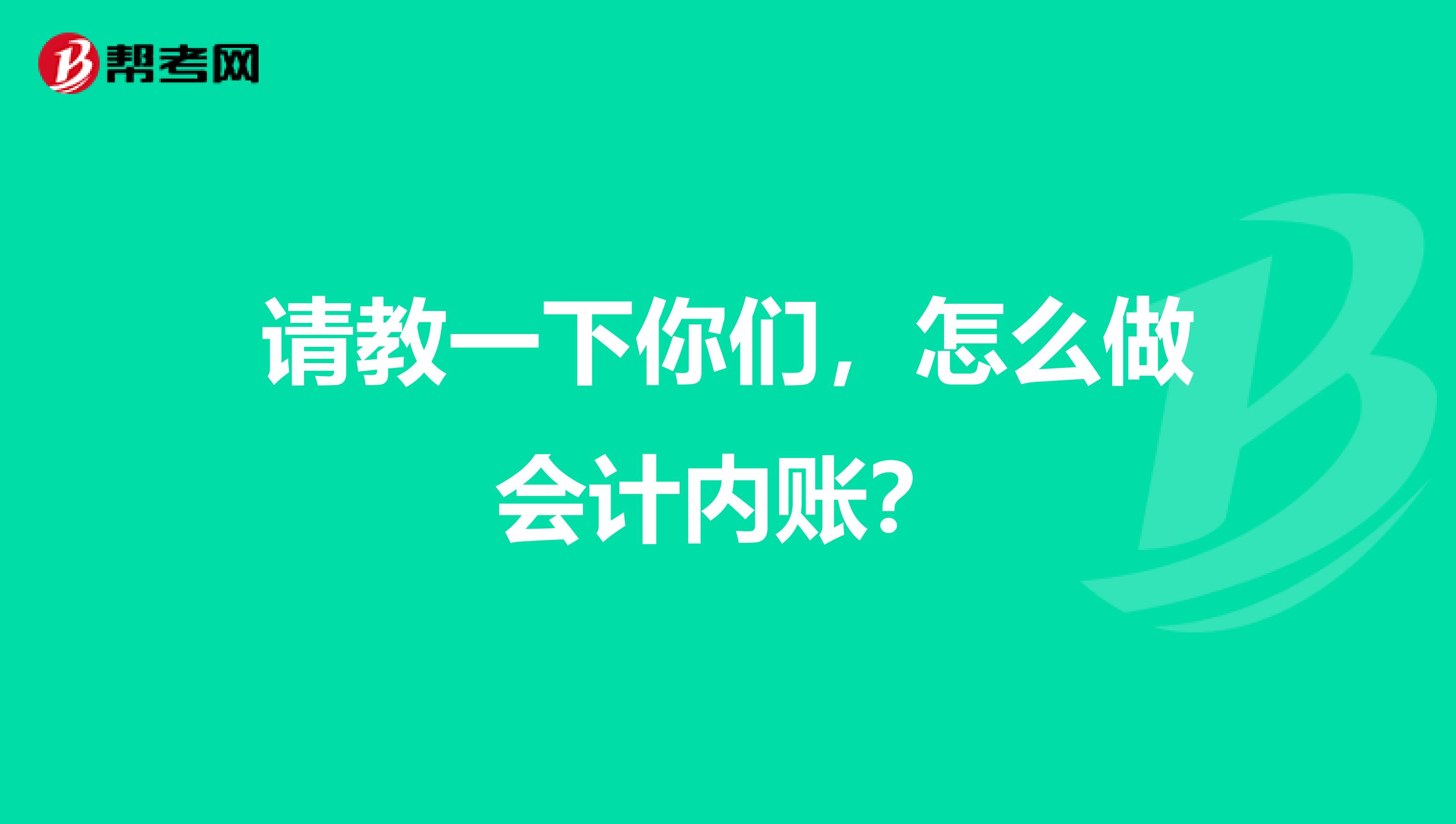 请教一下你们,怎么做会计内账?