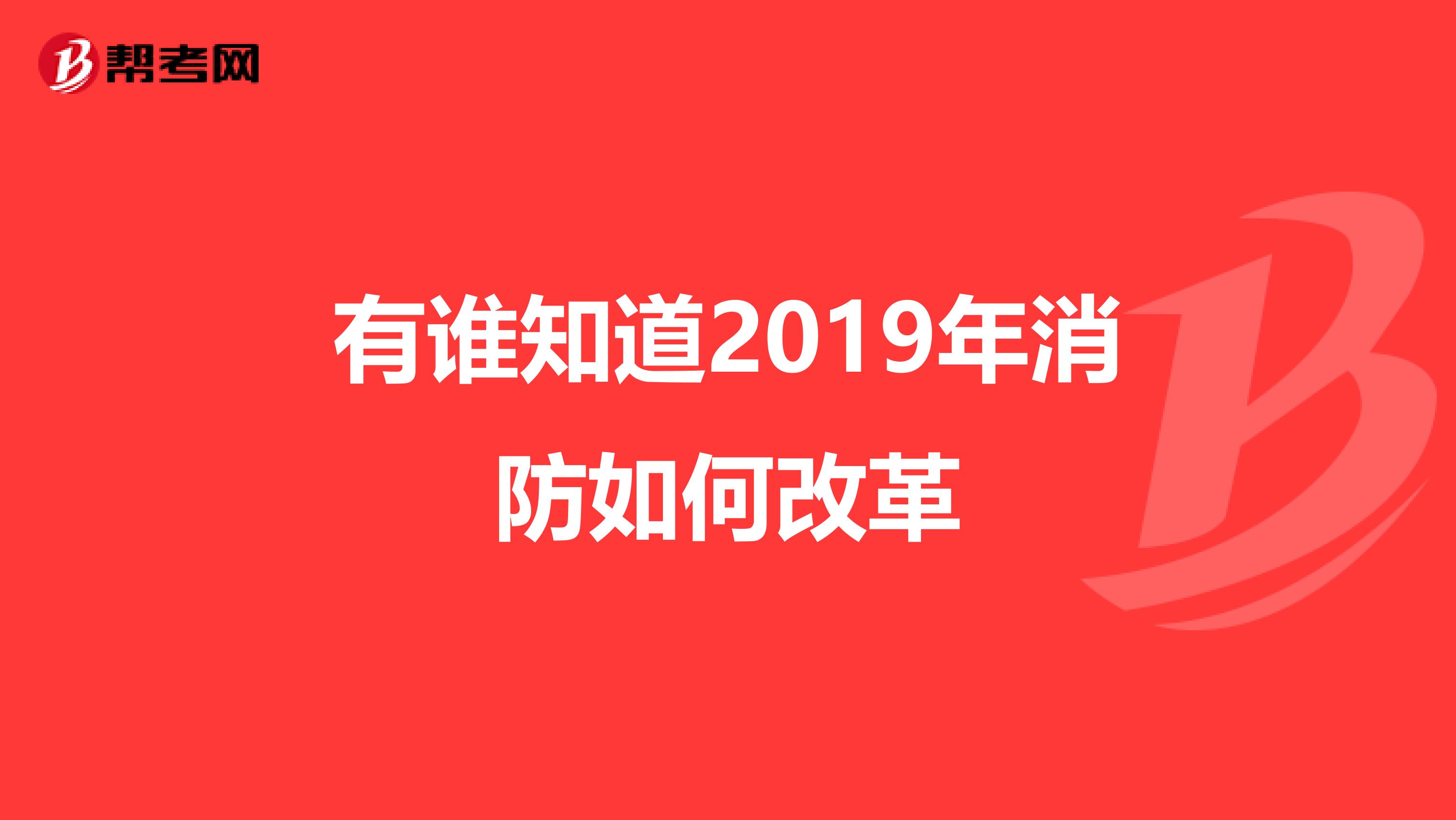 有谁知道2019年消防如何改革