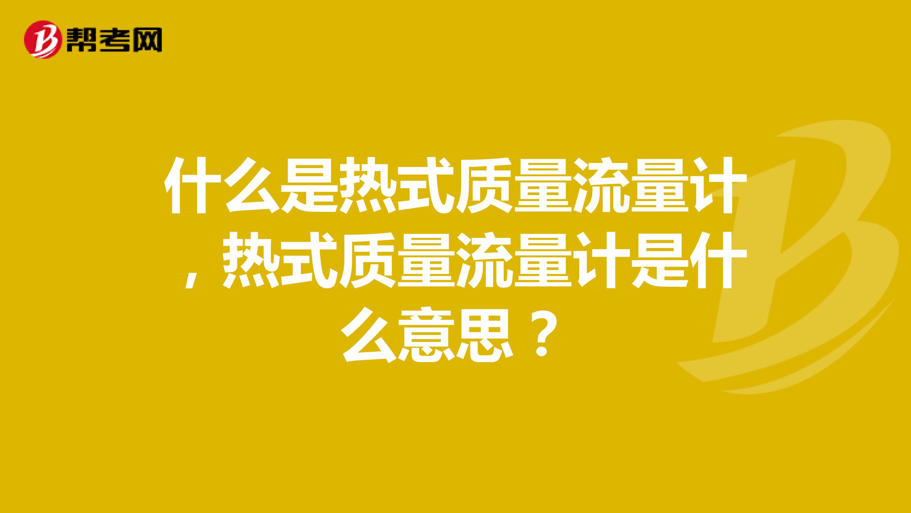 什么是热式质量流量计，热式质量流量计是什么意思？