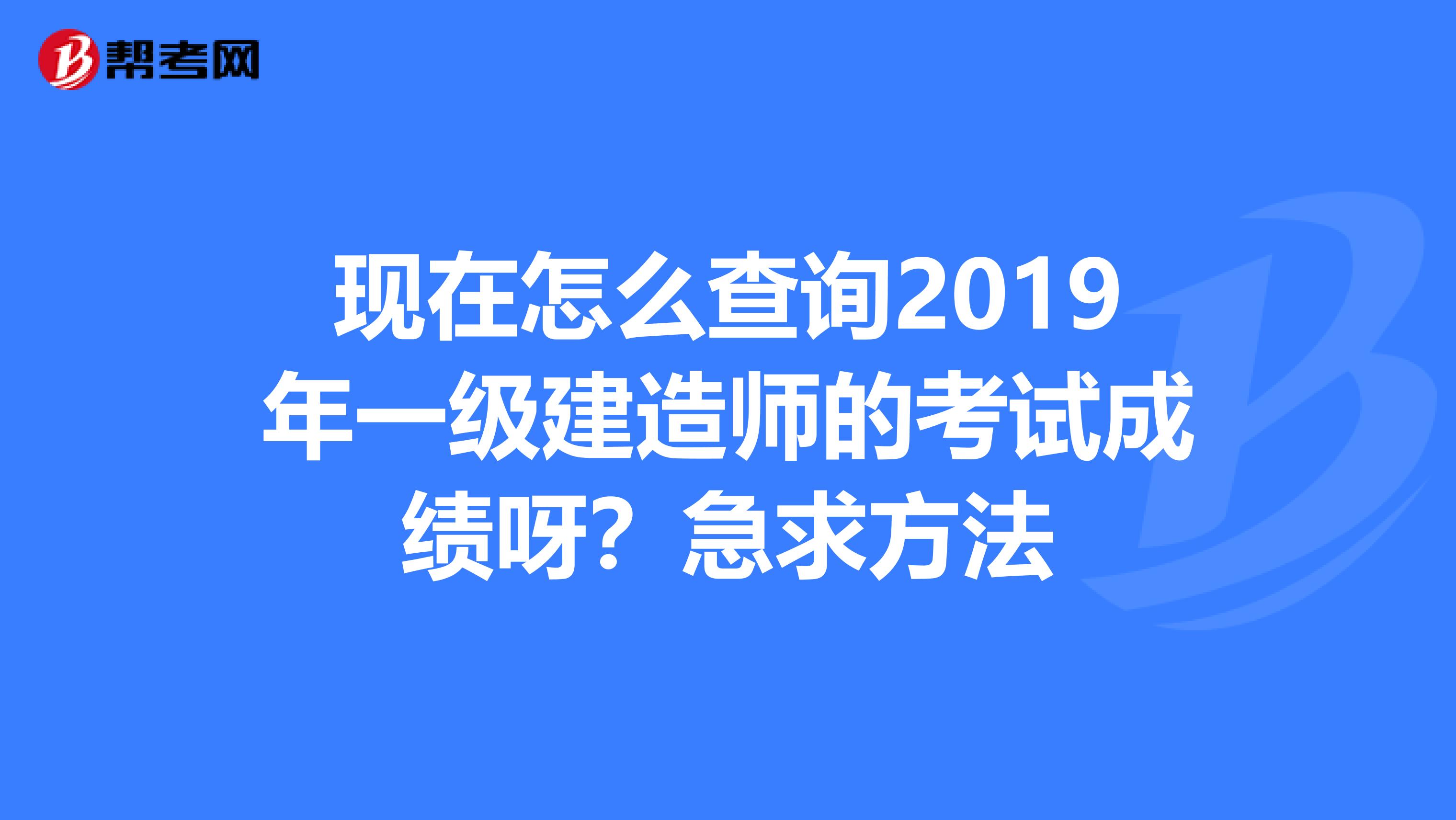 现在怎么查询2019年一级建造师的考试成绩呀？急求方法