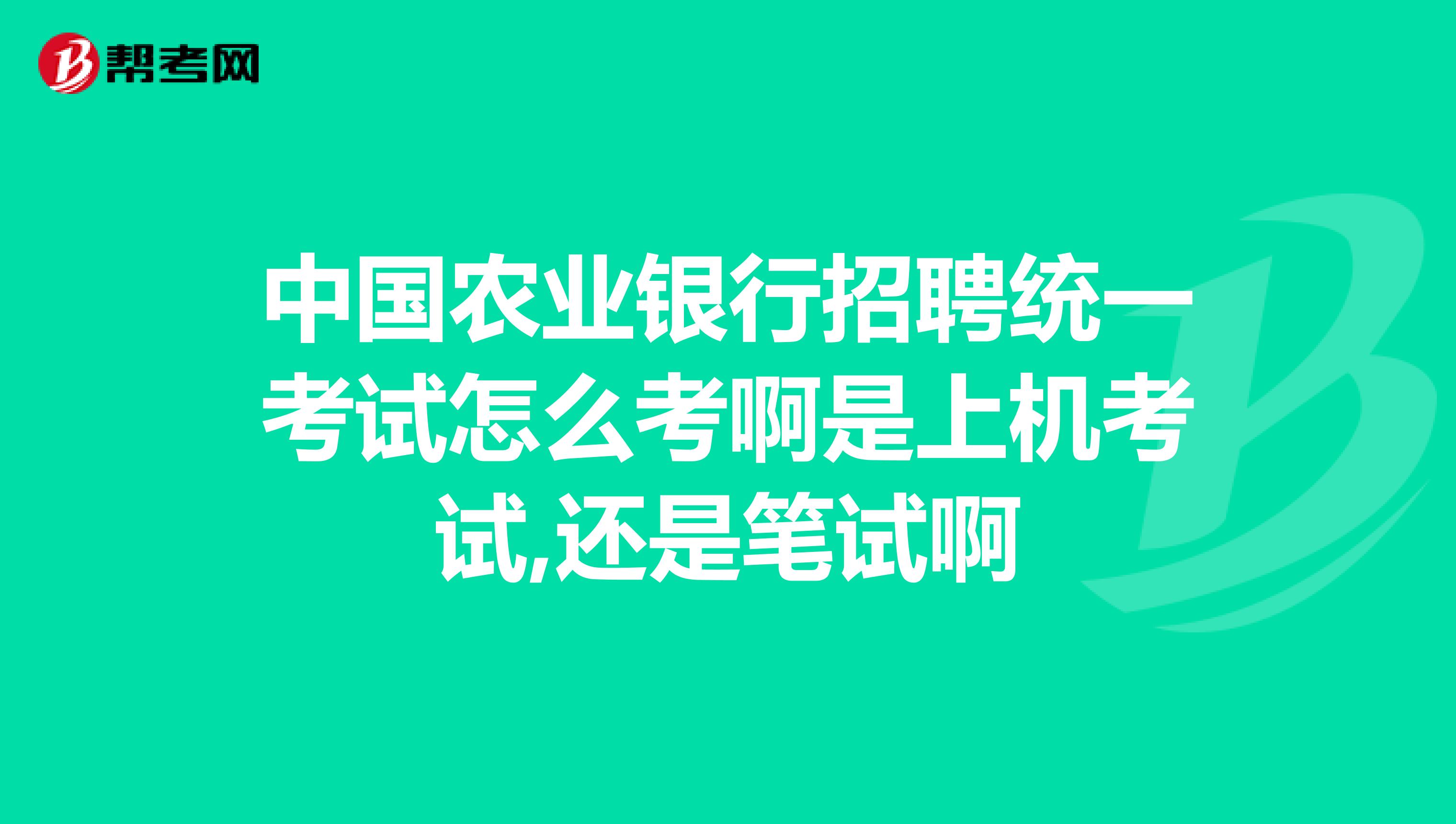 中国农业银行招聘统一考试怎么考啊是上机考试,还是笔试啊