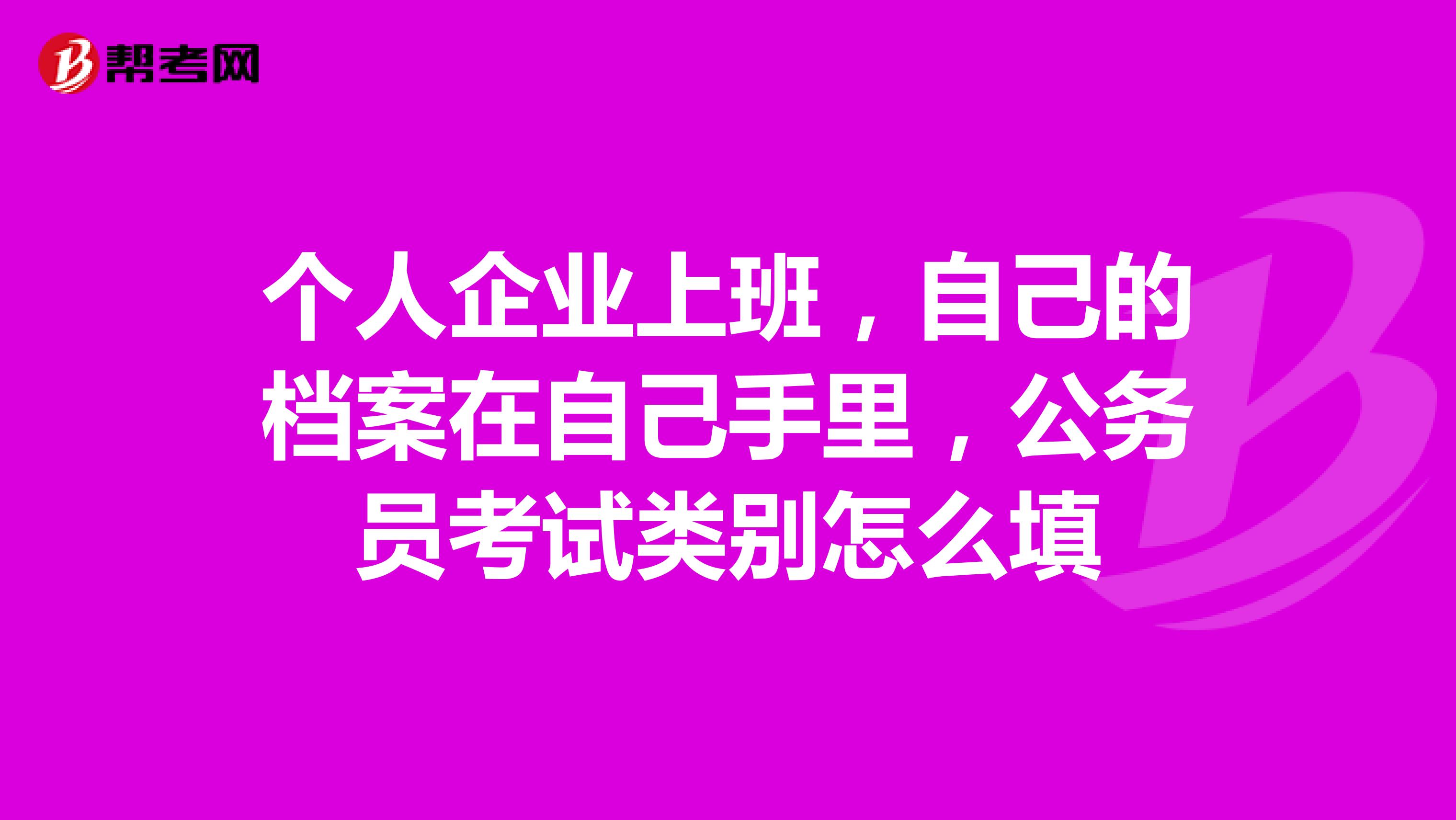 个人企业上班，自己的档案在自己手里，公务员考试类别怎么填