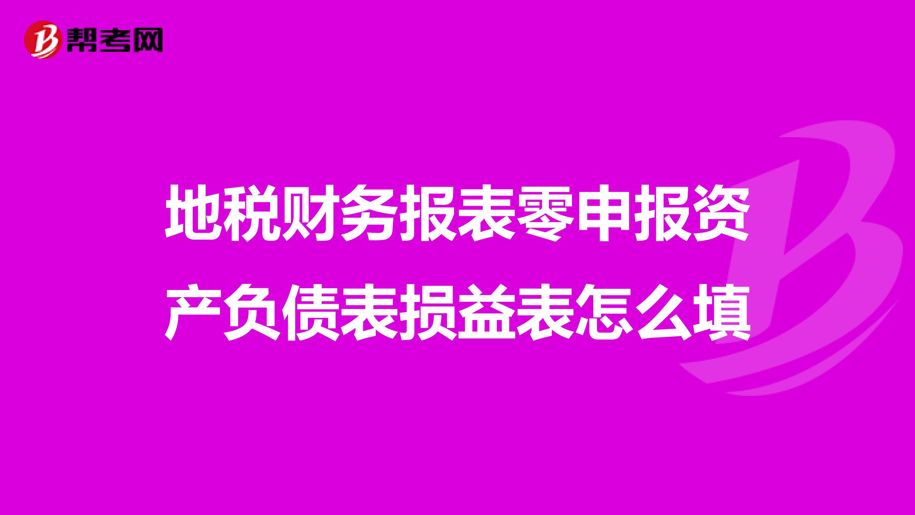 地稅財務報表零申報資產負債表損益表怎么填