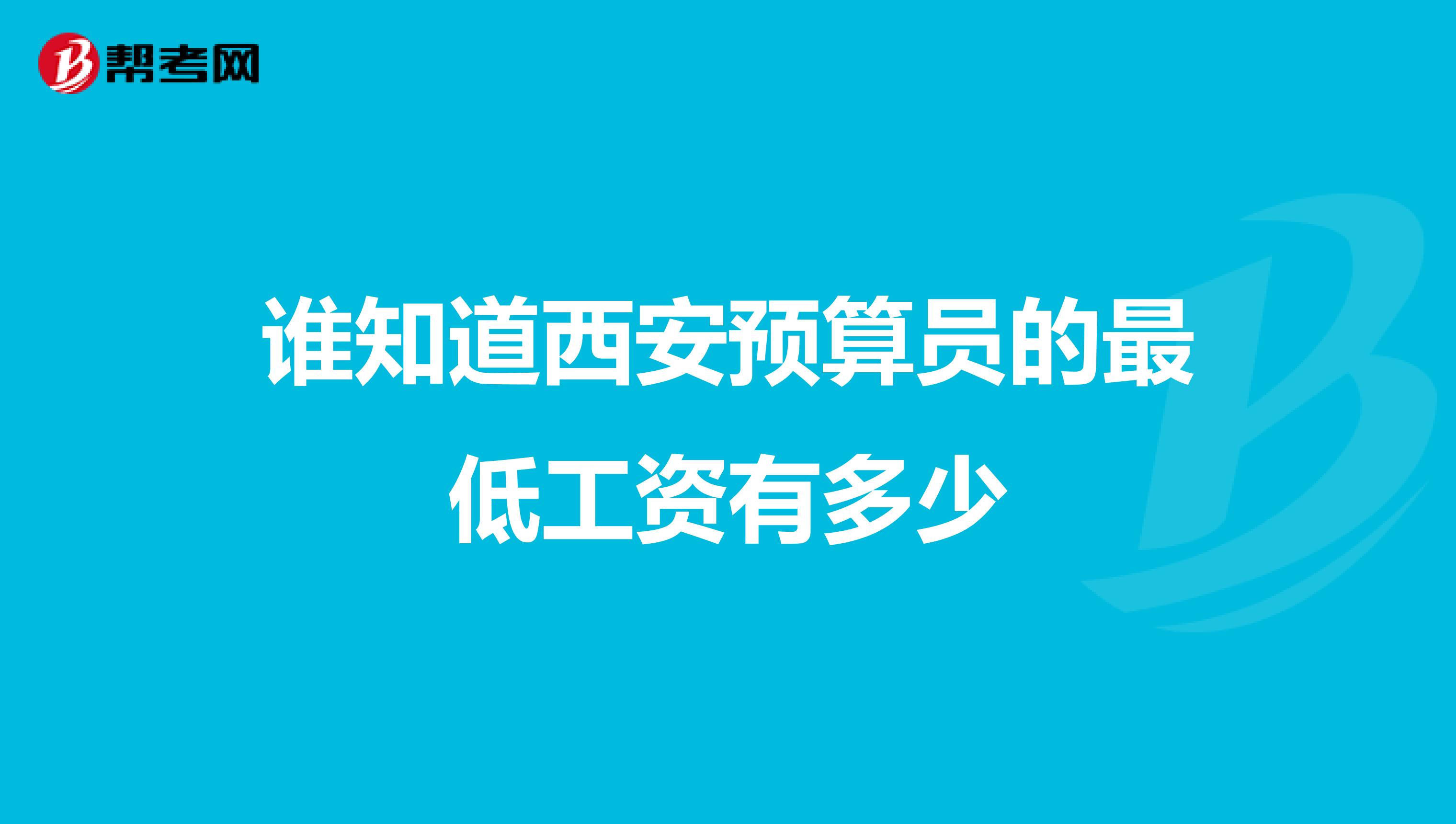 誰知道西安預算員的最低工資有多少