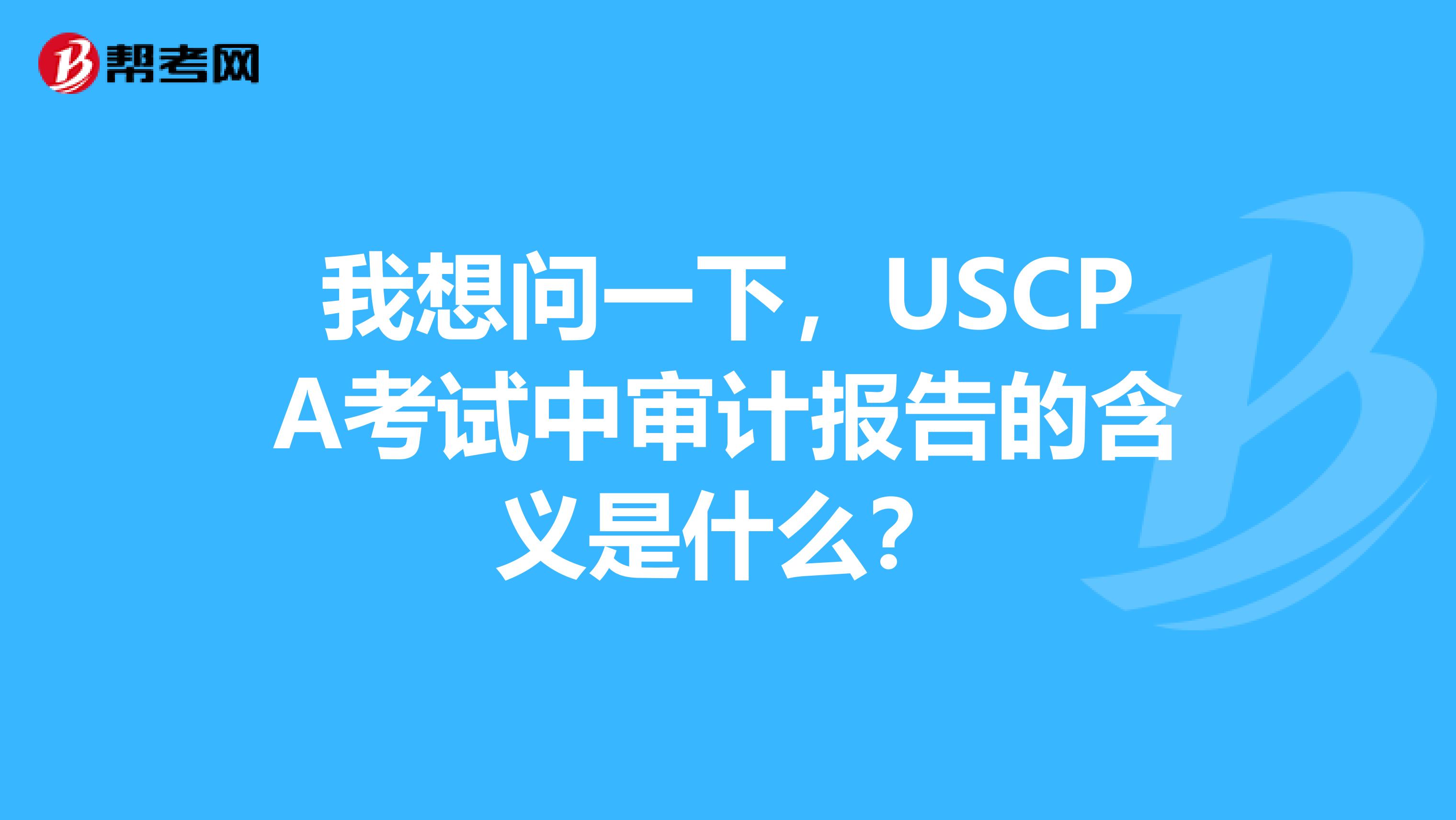 我想问一下，USCPA考试中审计报告的含义是什么？