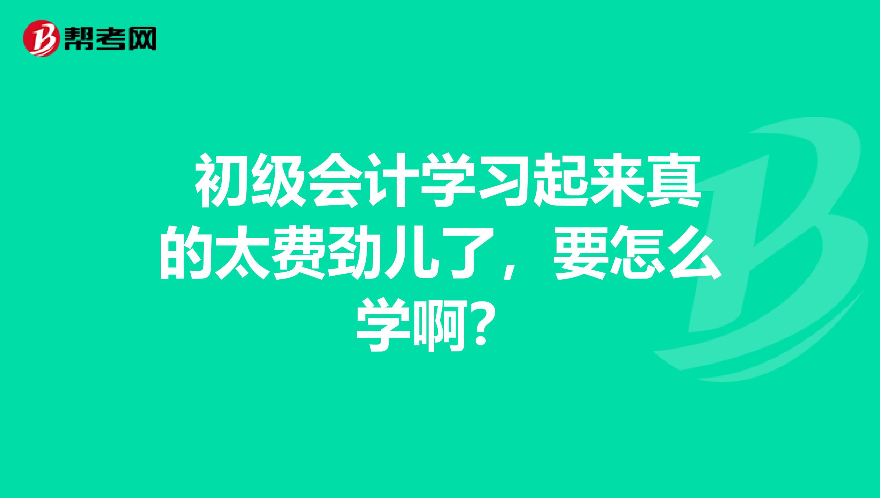 初级会计学习起来真的太费劲儿了,要怎么学啊?