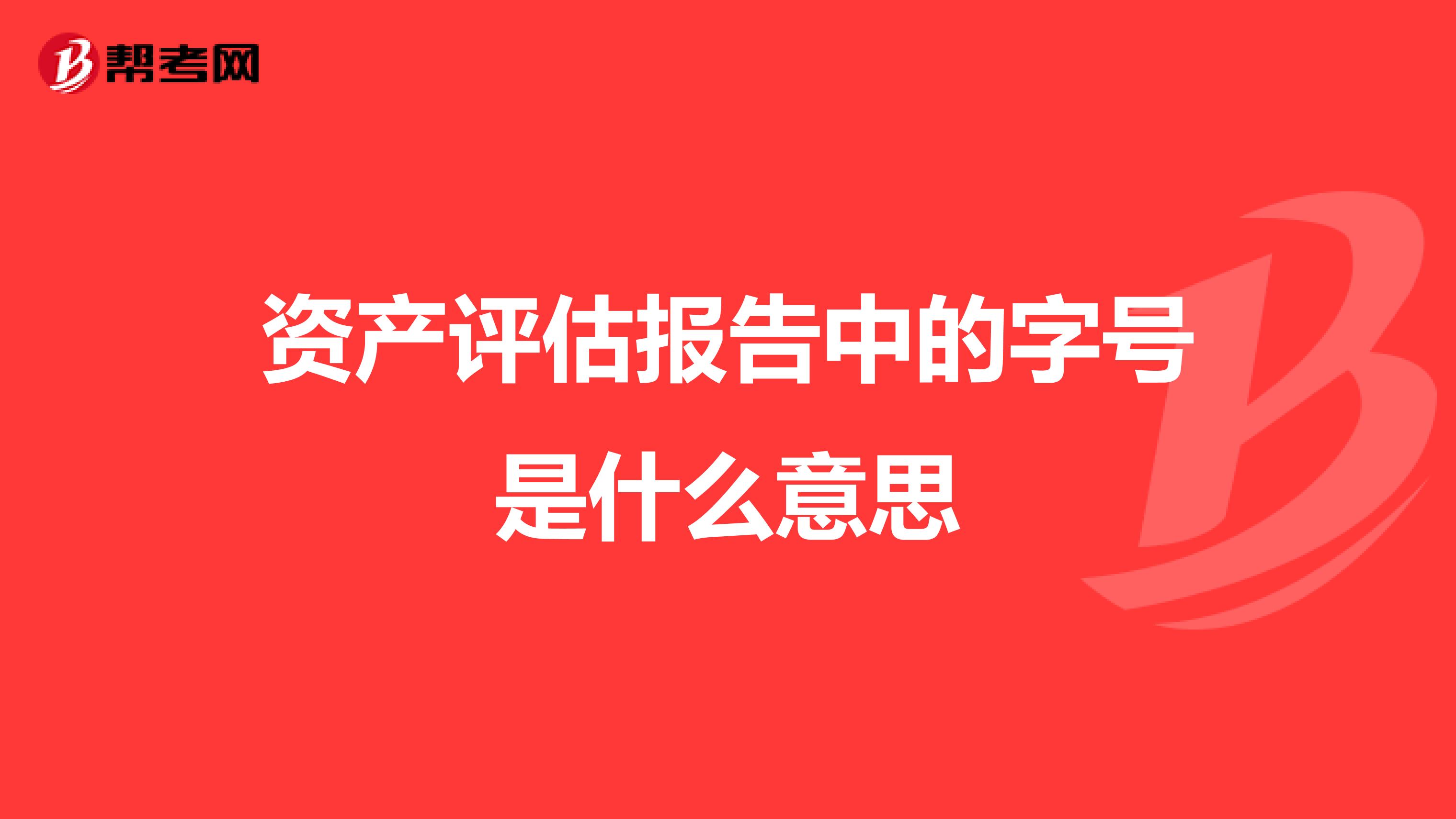資產(chǎn)評(píng)估報(bào)告中的字號(hào)是什么意思