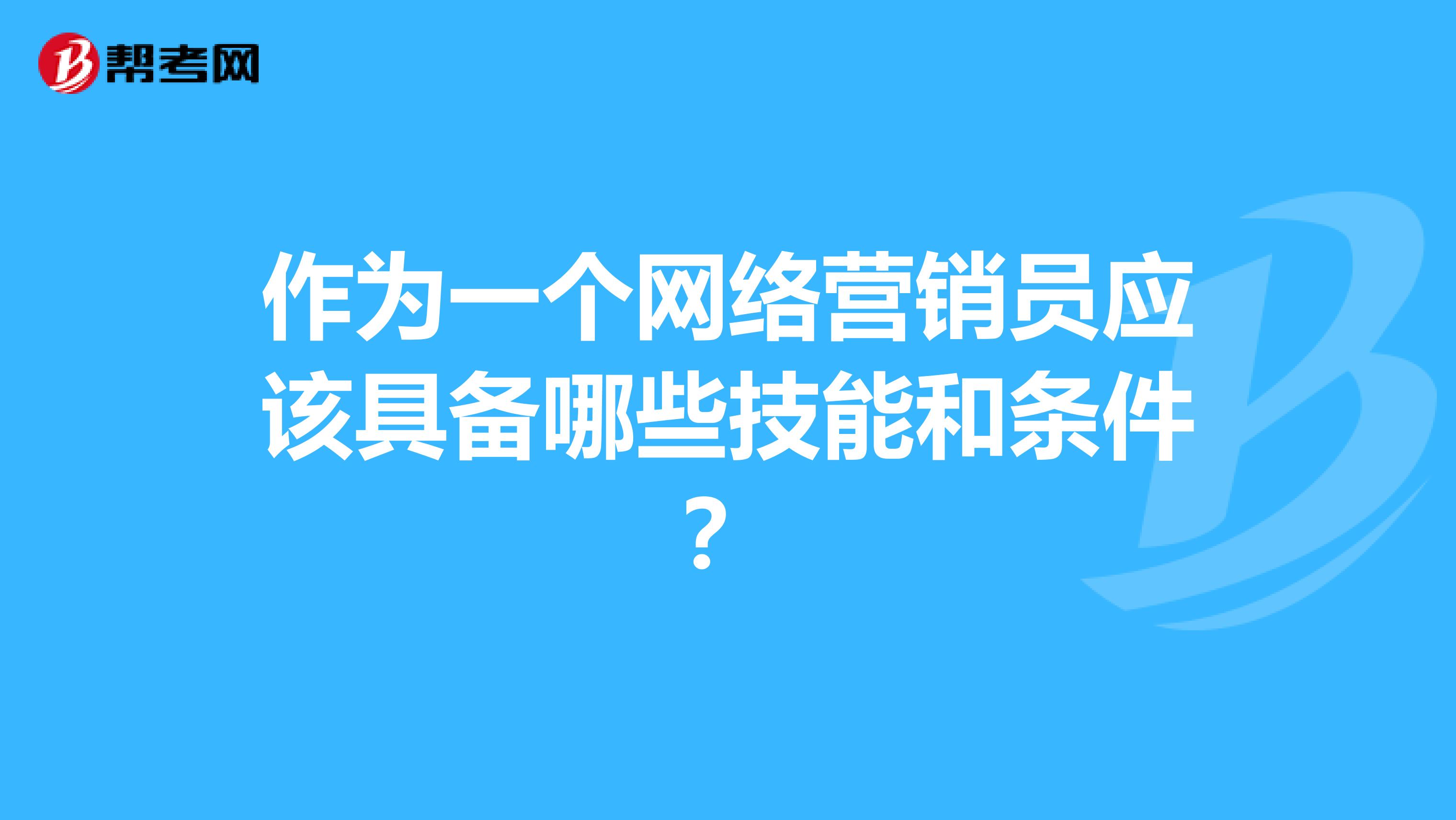 作为一个网络营销员应该具备哪些技能和条件?