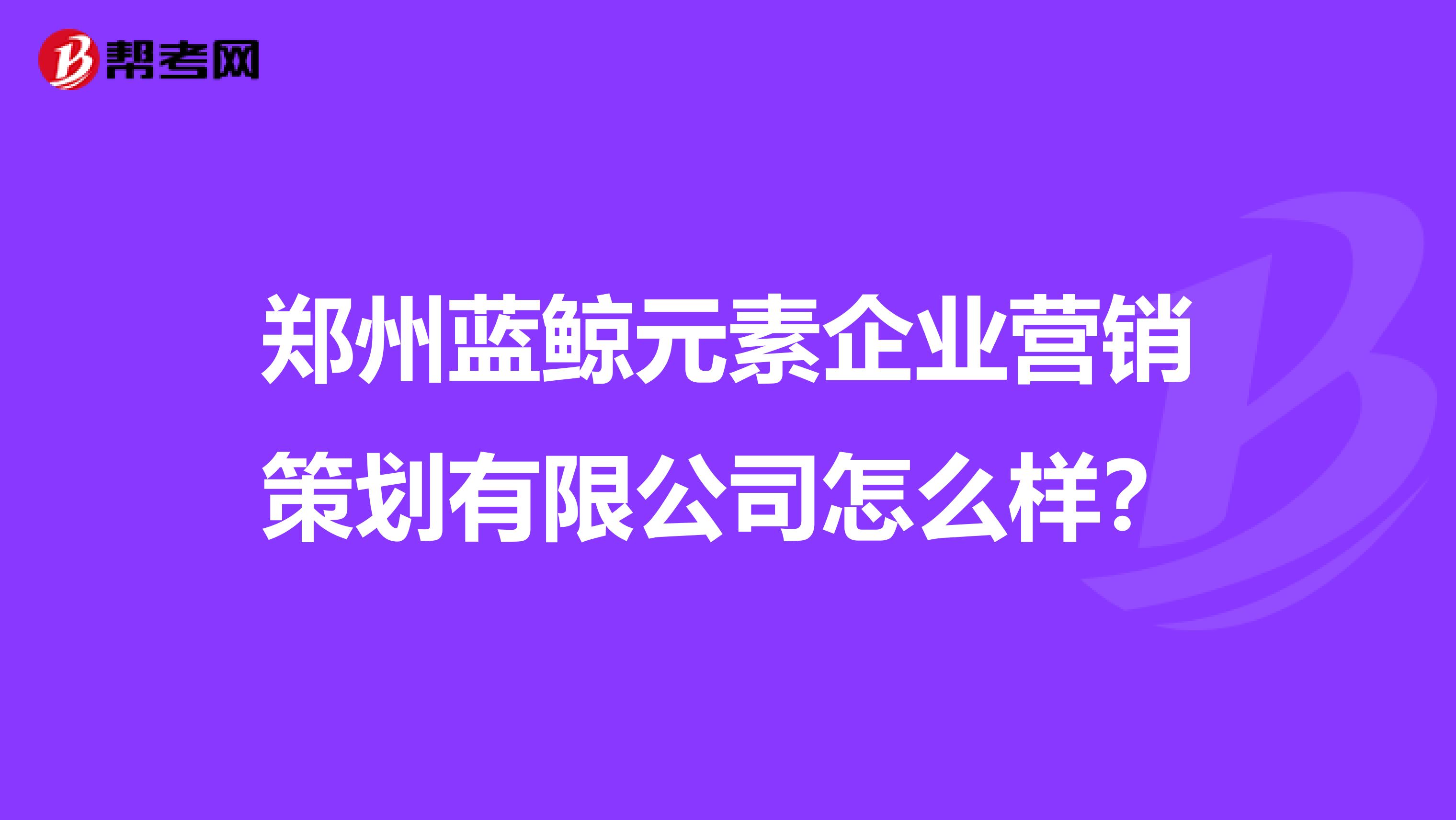 郑州蓝鲸元素企业营销策划有限公司怎么样？
