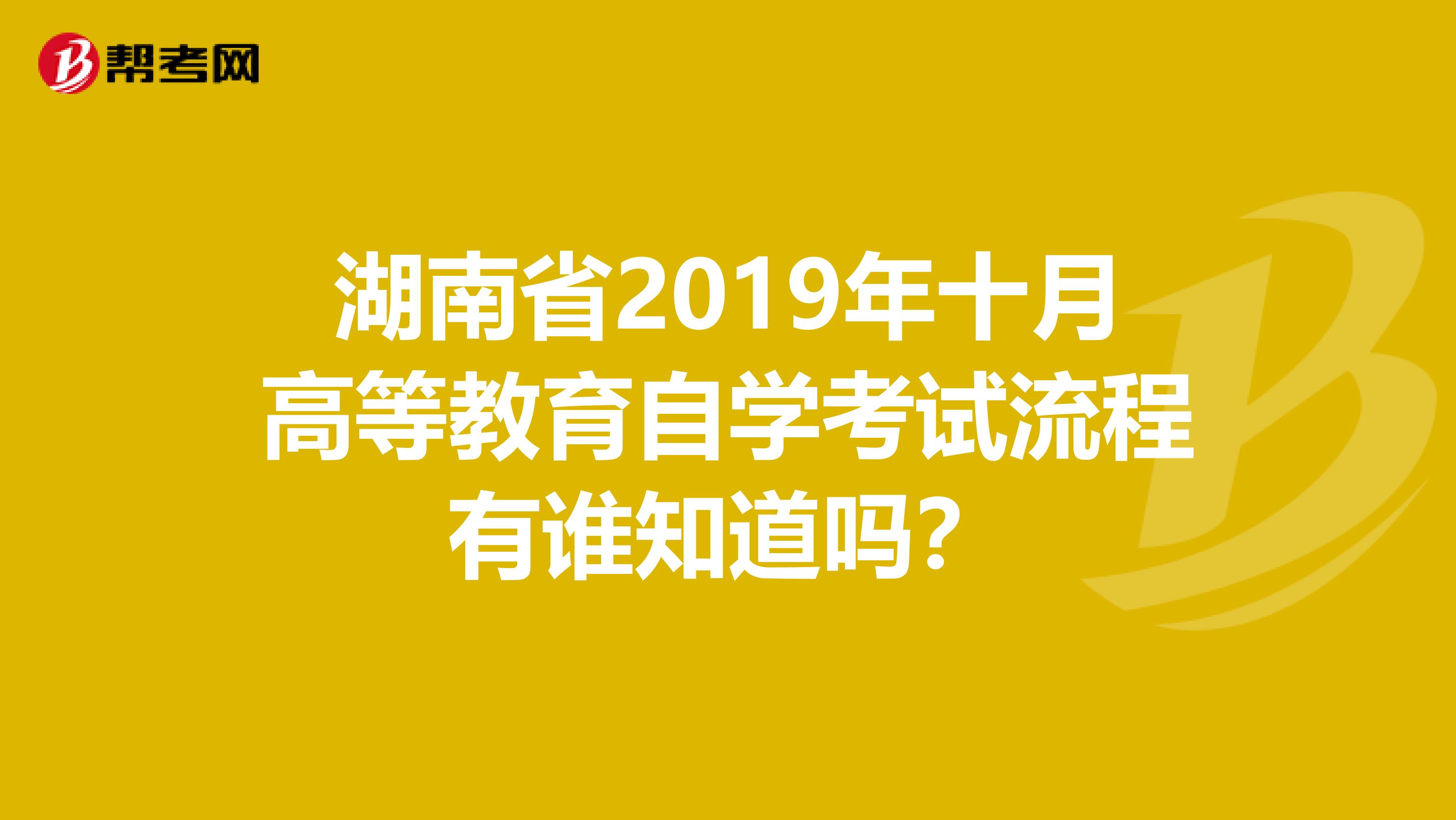 湖南省2019年十月高等教育自学考试流程有谁知道吗?
