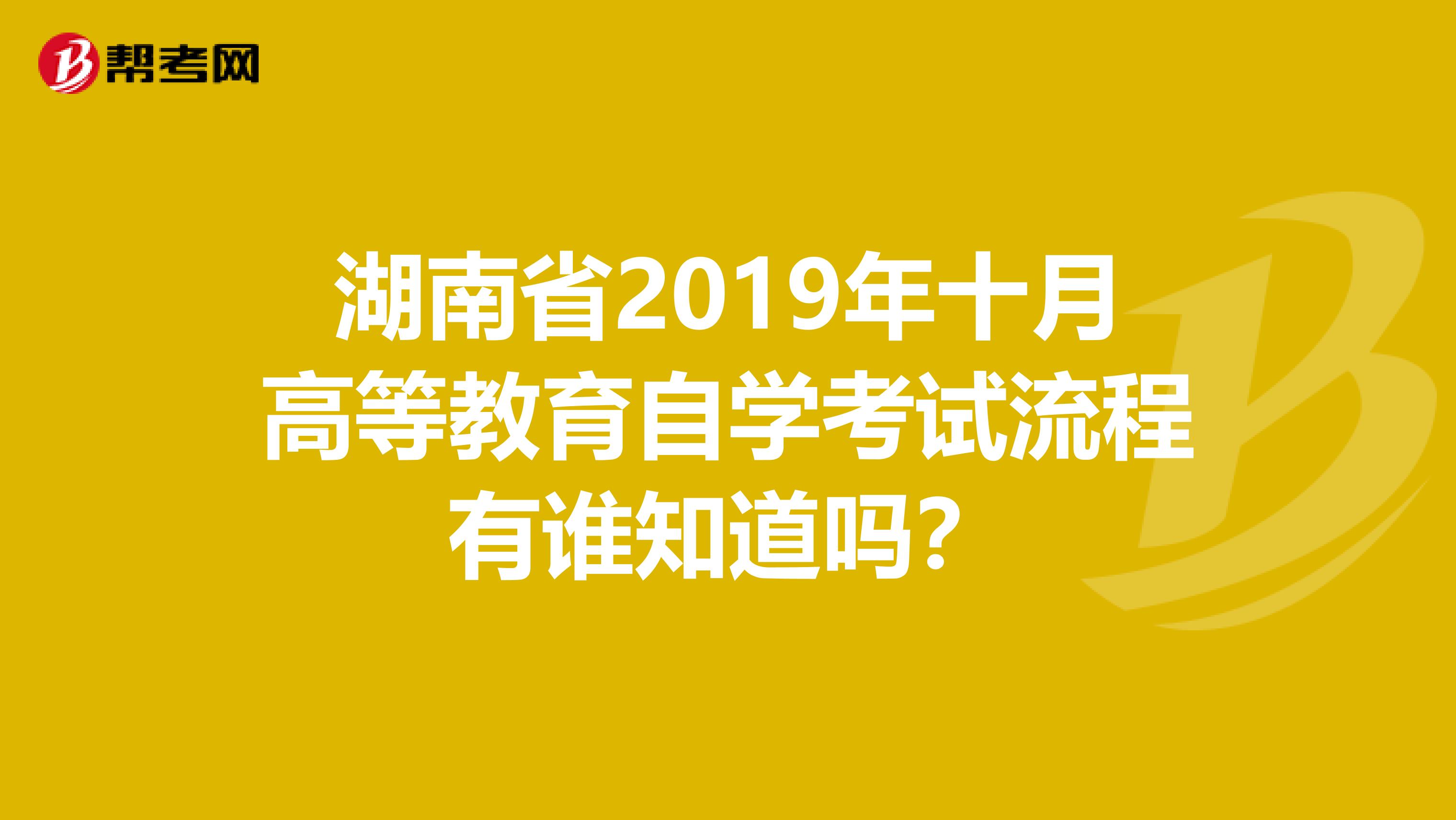 湖南省2019年十月高等教育自学考试流程有谁知道吗？