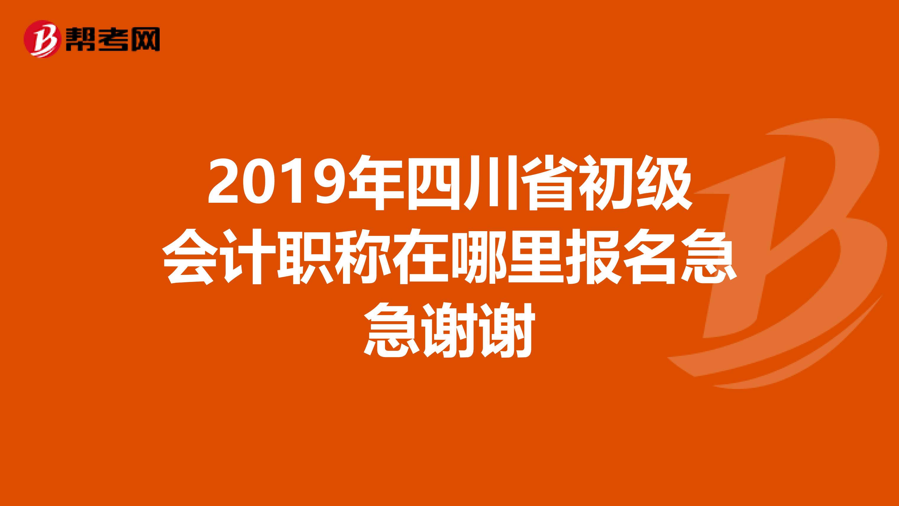 2019年四川省初级会计职称在哪里报名急急谢谢