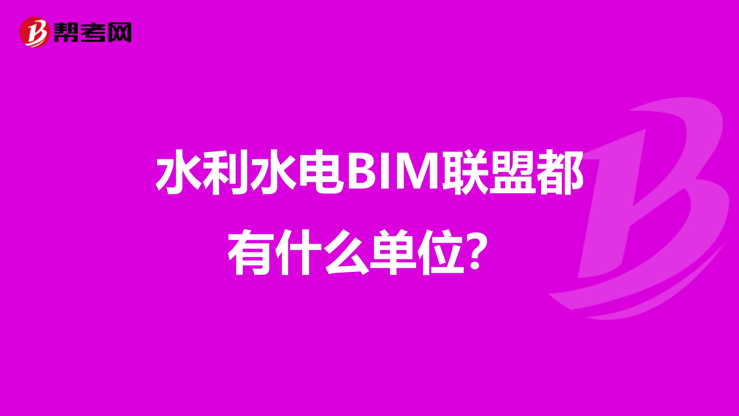 水利水電BIM聯(lián)盟都有什么單位？