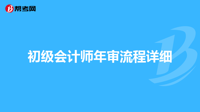 初级会计师年审流程详细