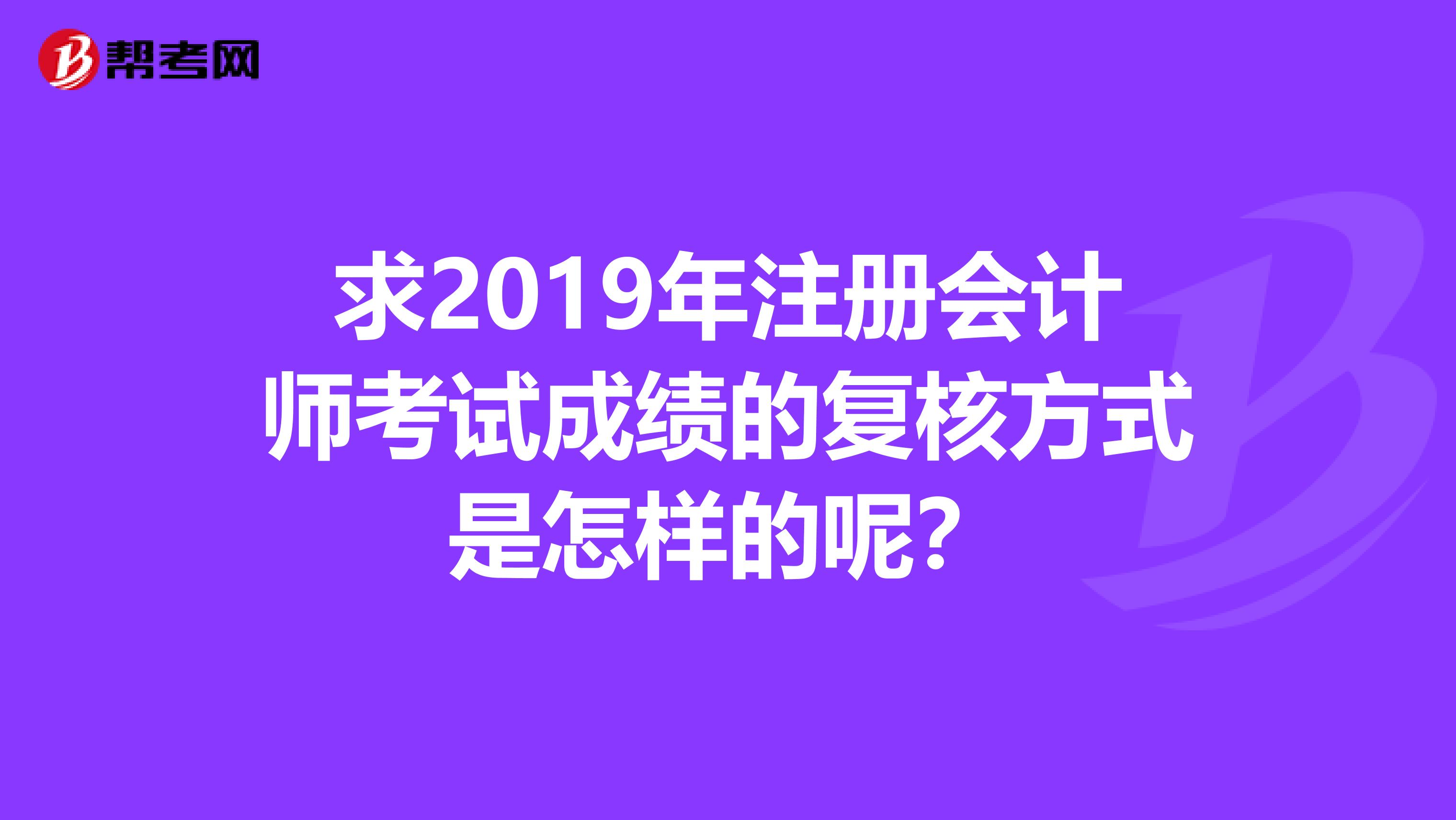 求2019年注册会计师考试成绩的复核方式是怎样的呢？