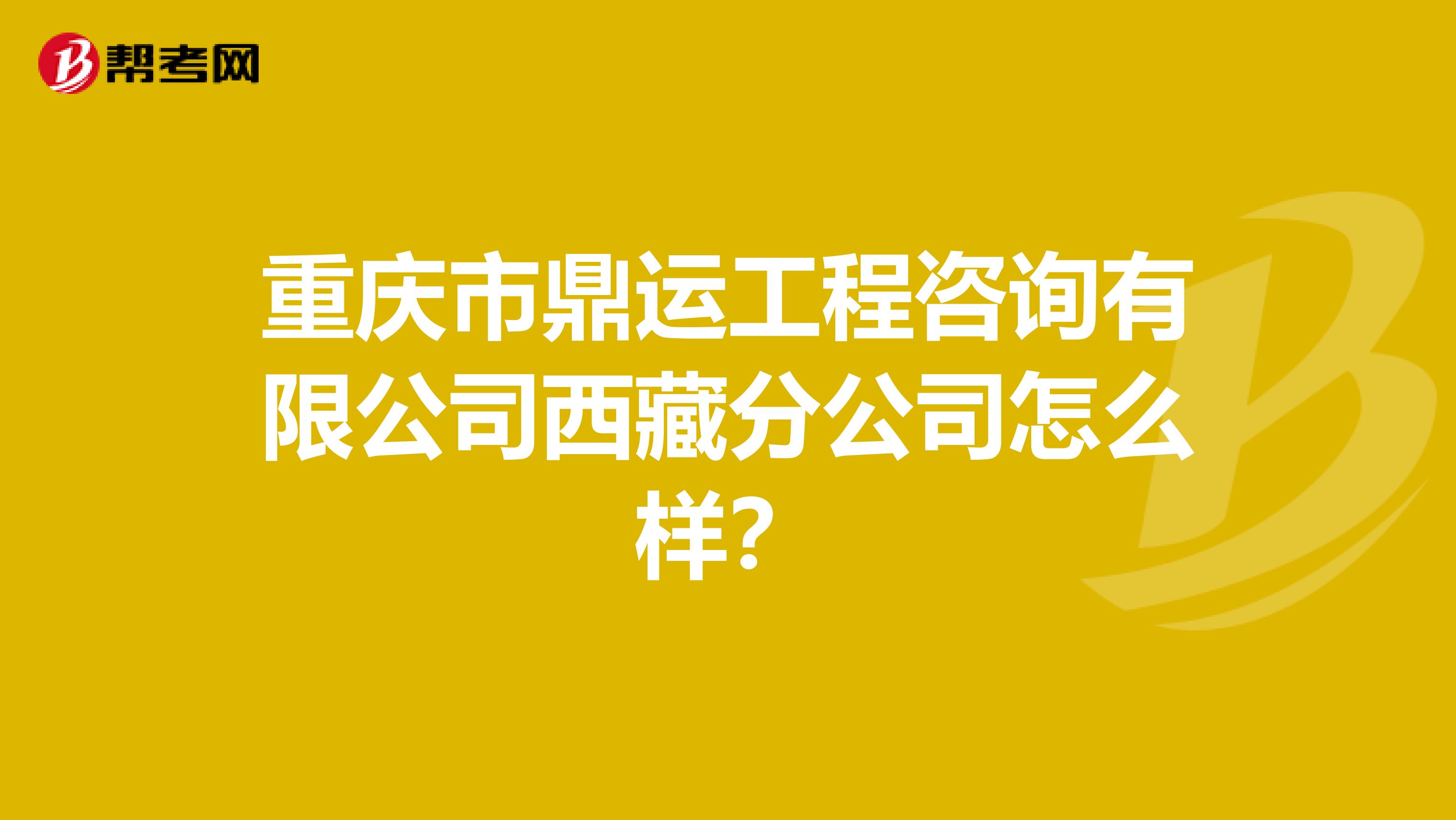 重庆市鼎运工程咨询有限公司西藏分公司怎么样？