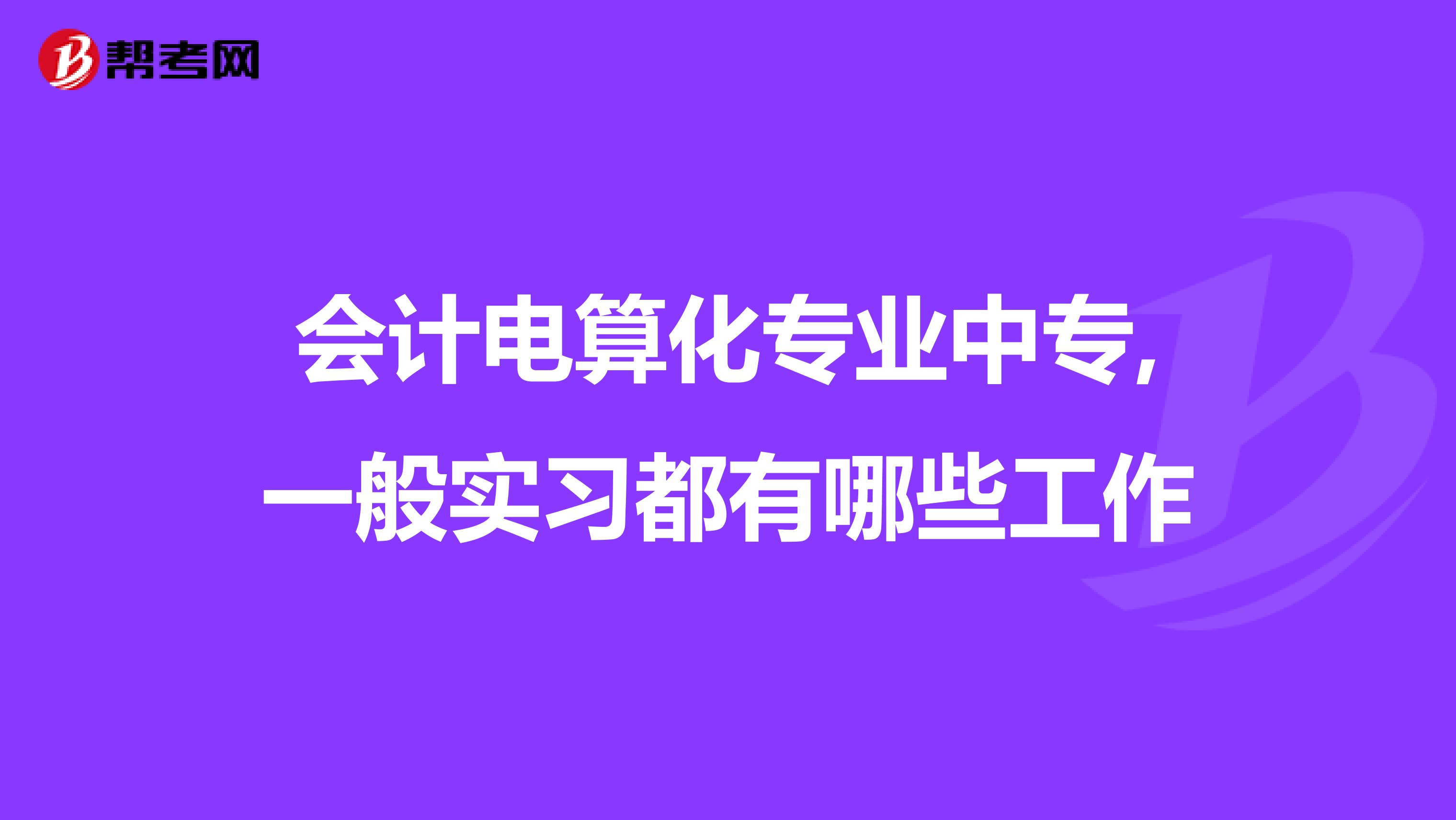 会计电算化专业中专,一般实习都有哪些工作
