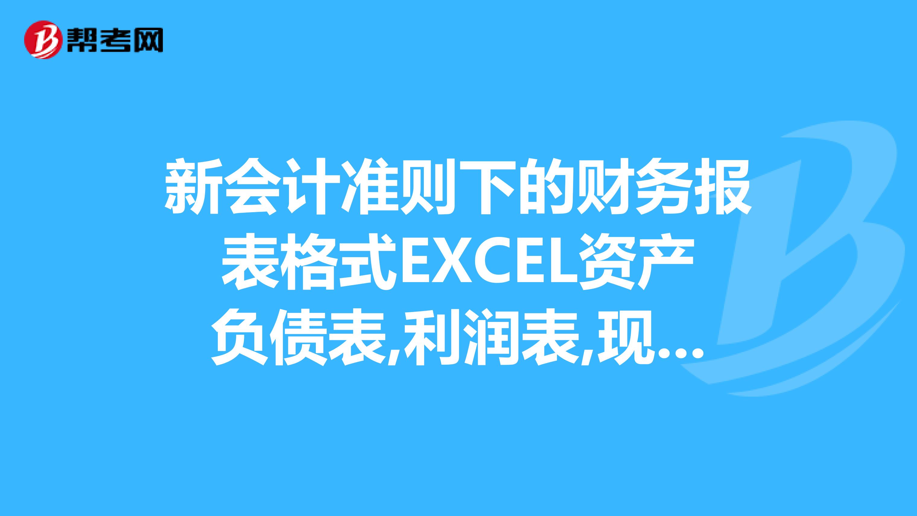 新会计准则下的财务报表格式EXCEL资产负债表,利润表,现金流量表请发到我邮箱277818550qq.com