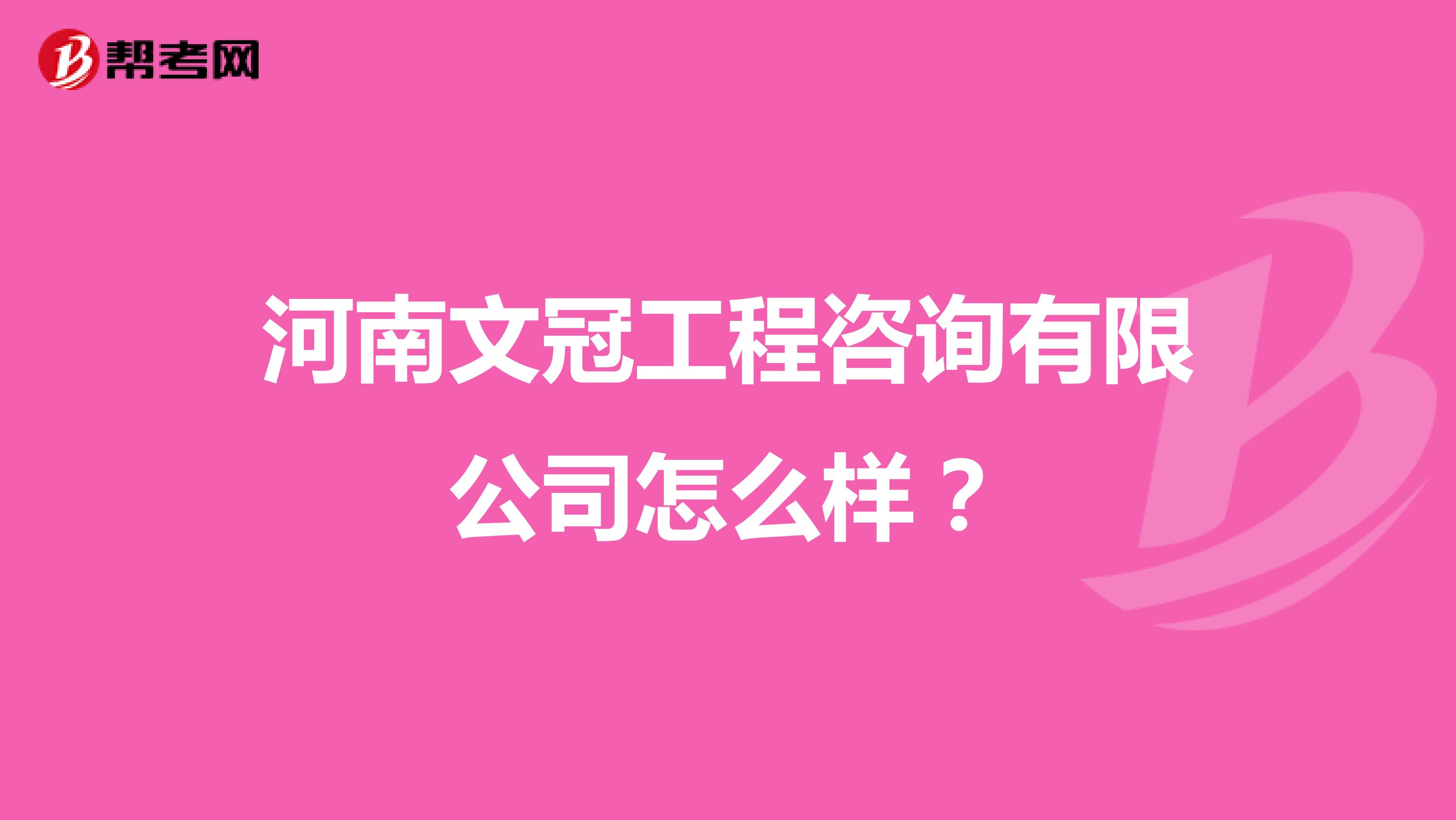 河南文冠工程咨询有限公司怎么样?