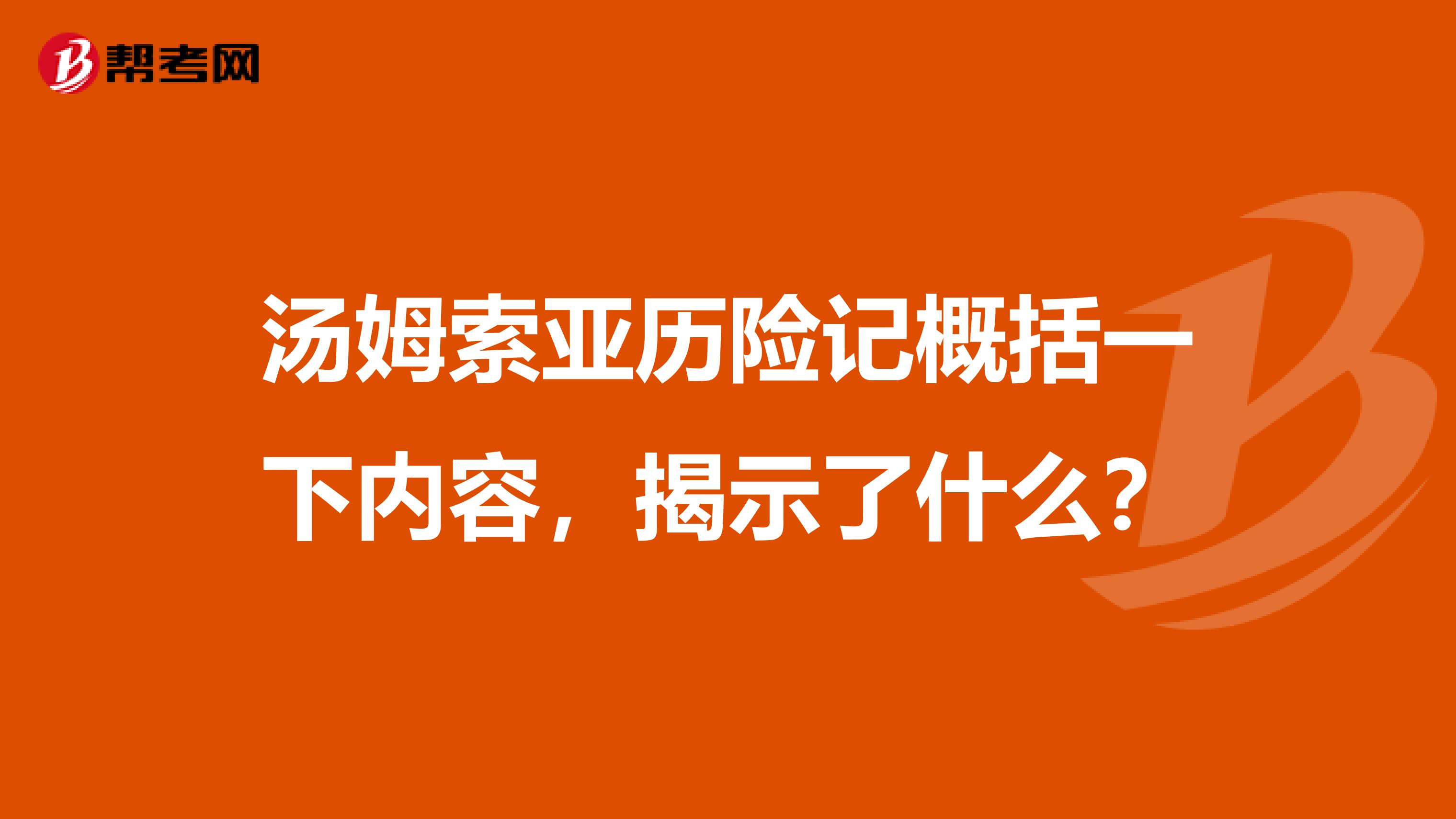 汤姆索亚历险记概括一下内容，揭示了什么？