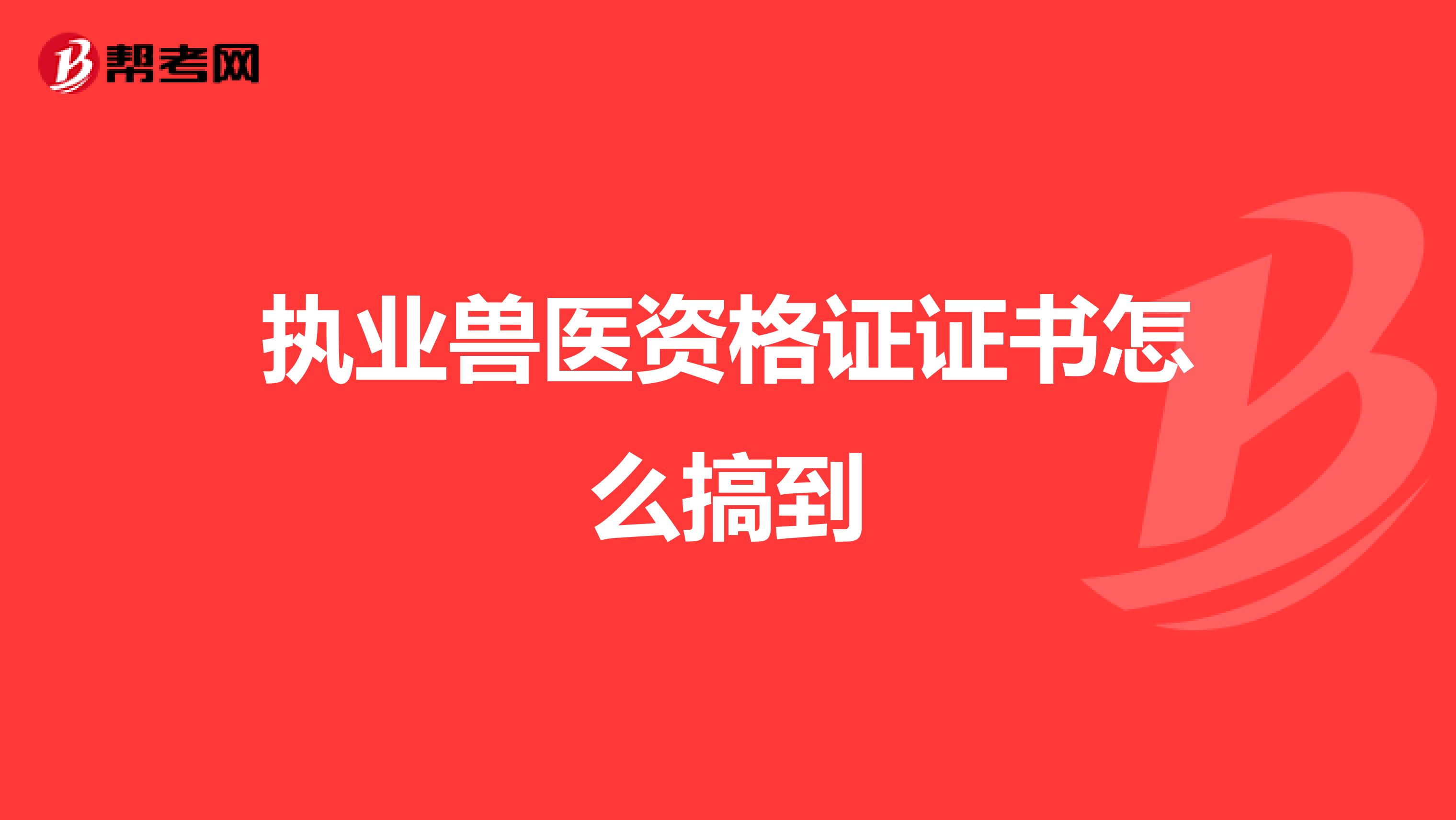 执业兽医资格证证书怎么搞到