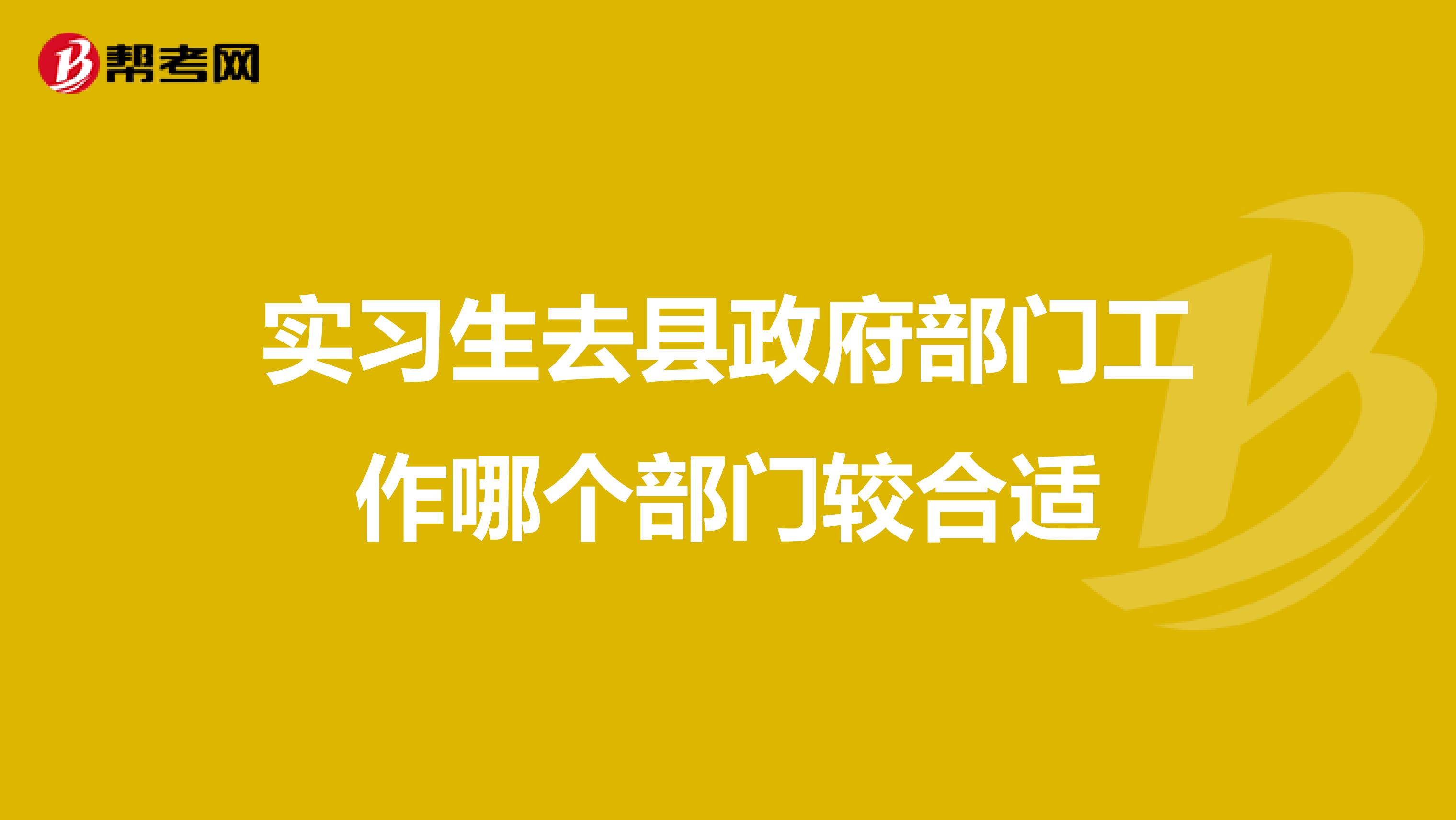 实习生去县政府部门工作哪个部门较合适