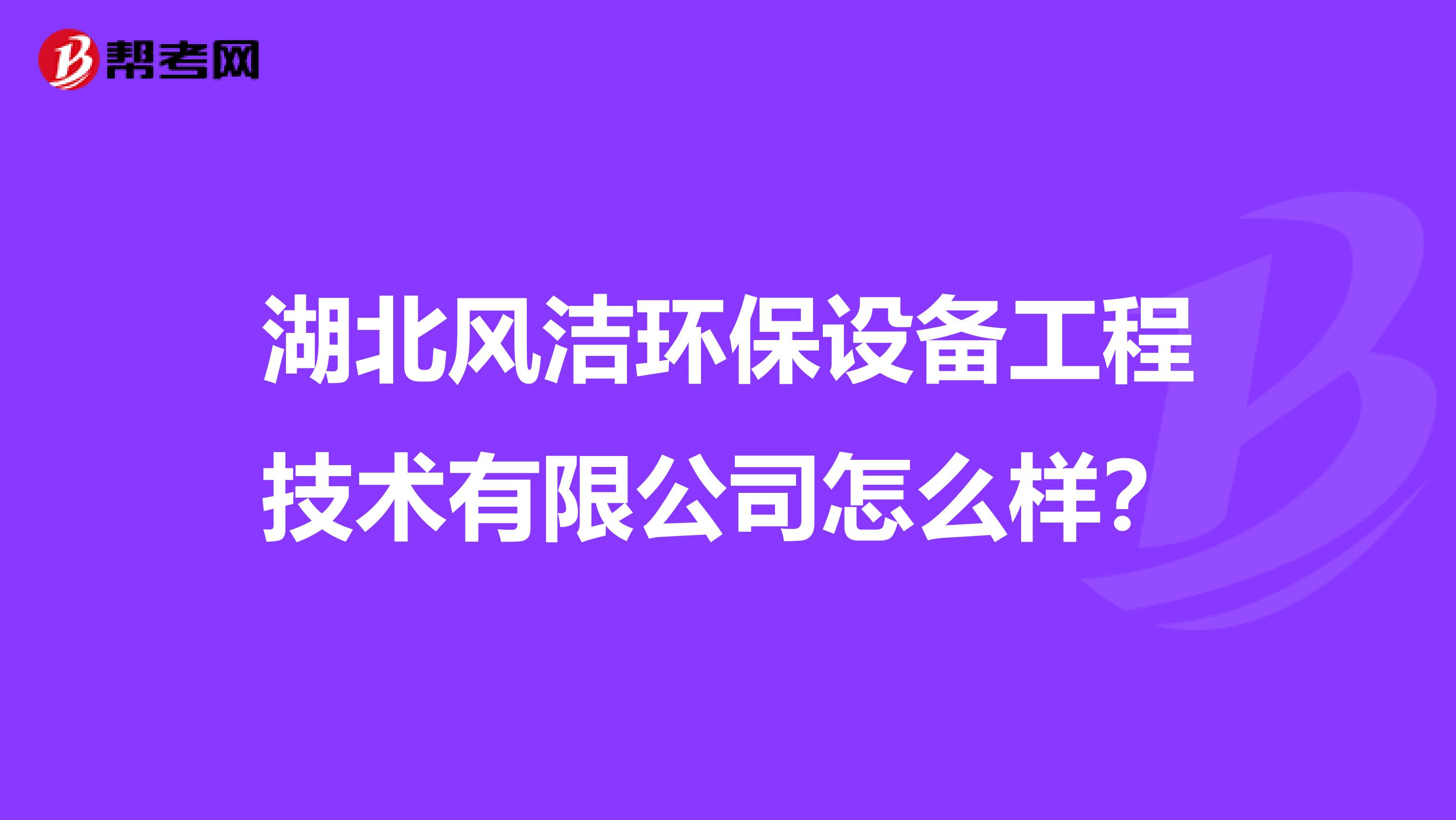 湖北风洁环保设备工程技术有限公司怎么样？