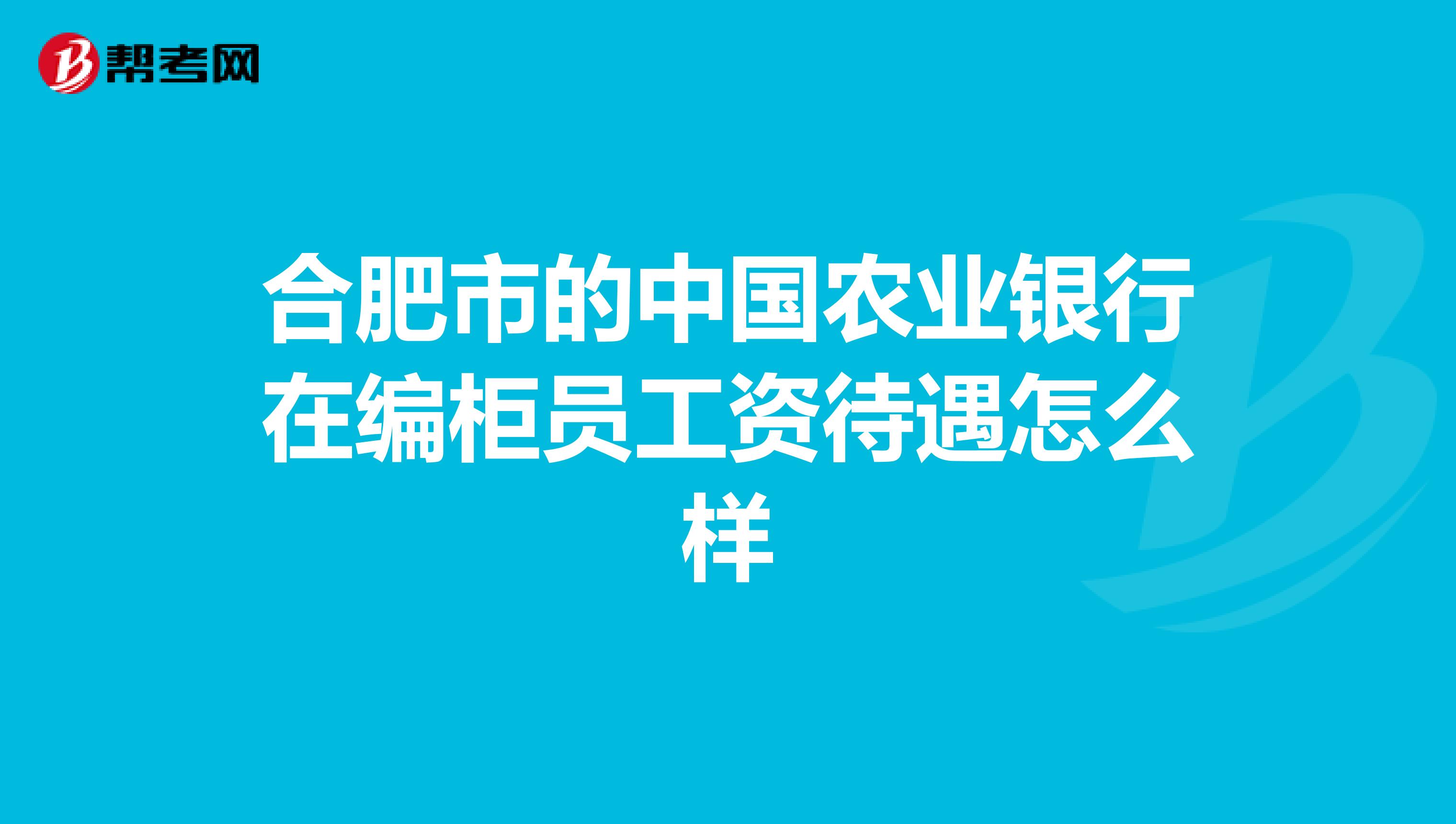 合肥市的中国农业银行在编柜员工资待遇怎么样