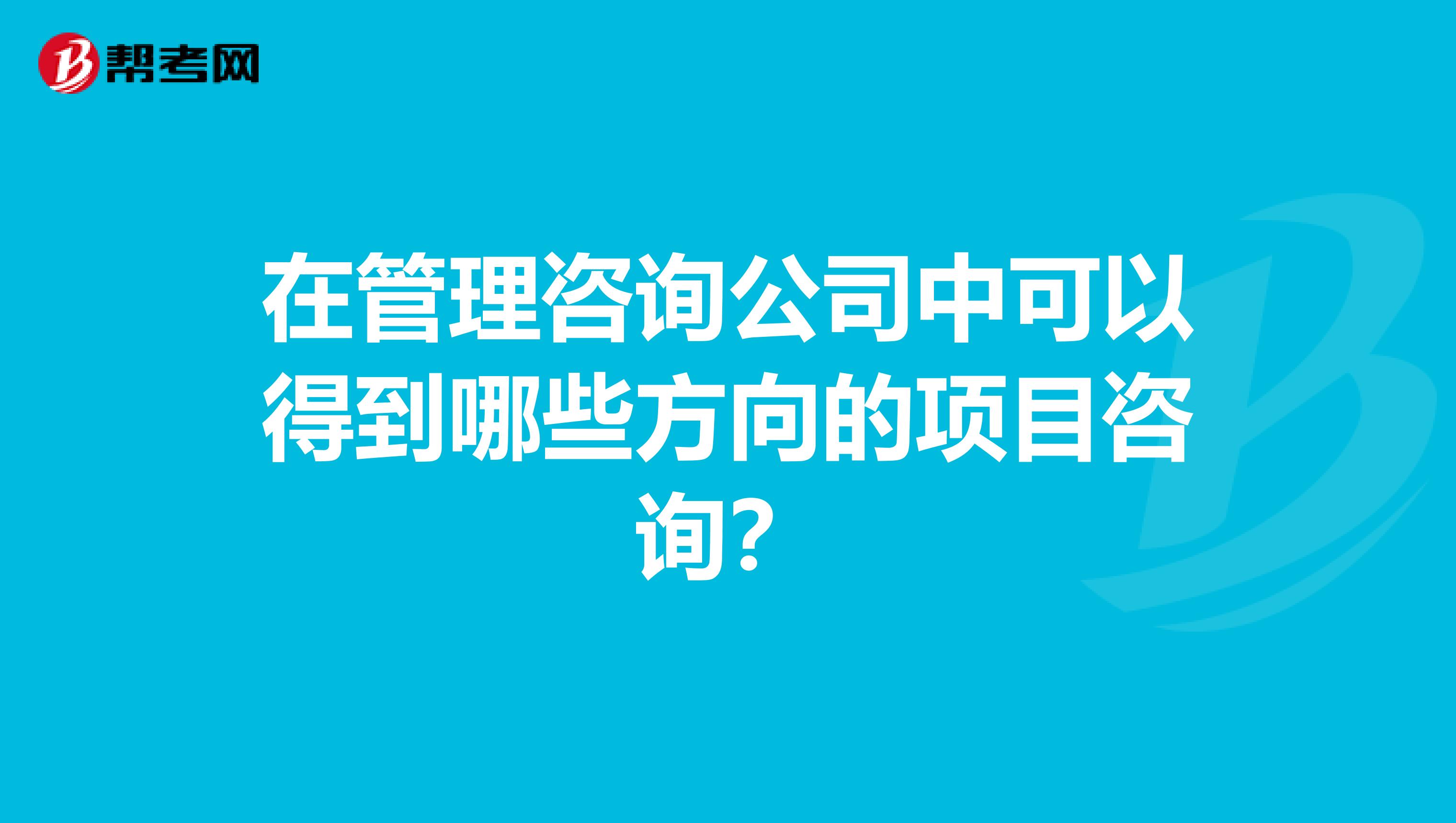 在管理咨询公司中可以得到哪些方向的项目咨询?