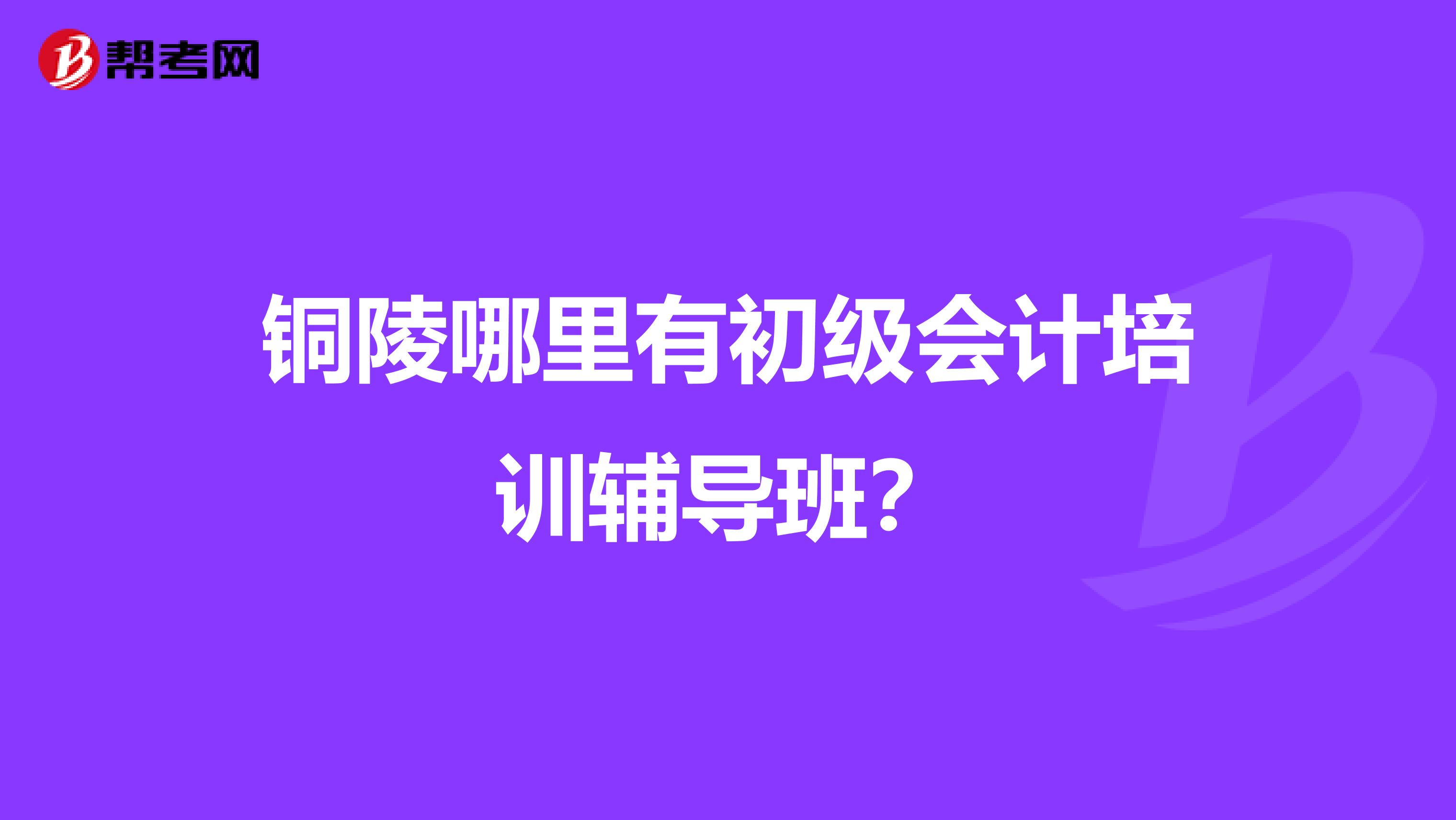 銅陵哪里有初級會計培訓(xùn)輔導(dǎo)班？