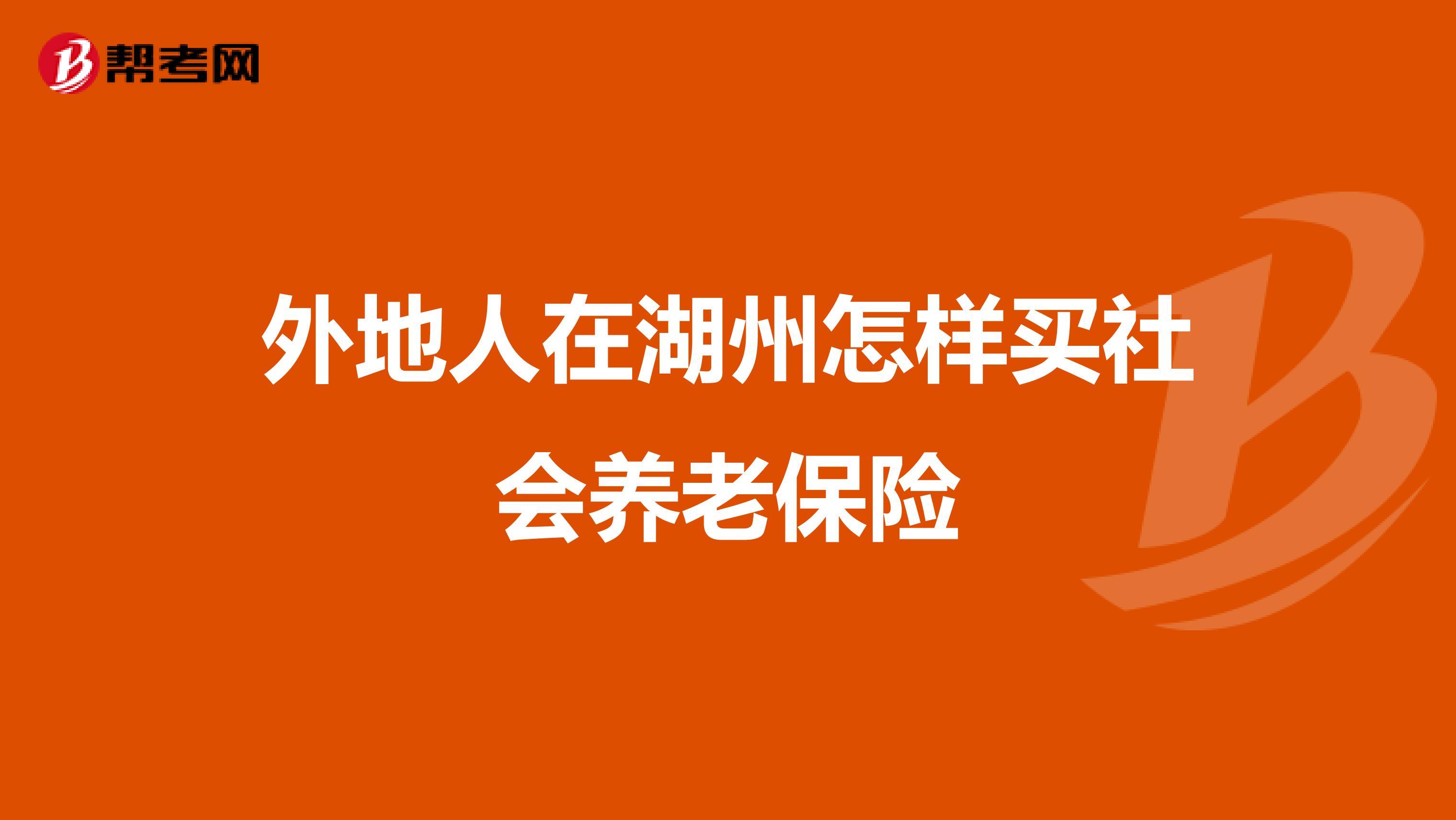 外地人在湖州怎样买社会养老保险
