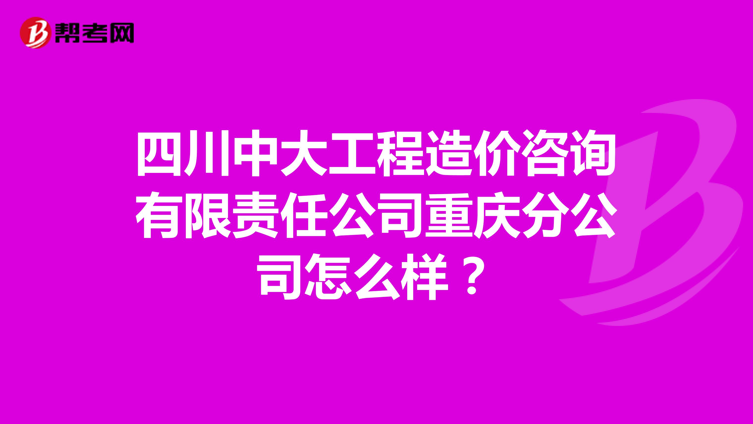 四川中大工程造价咨询有限责任公司重庆分公司怎么样?