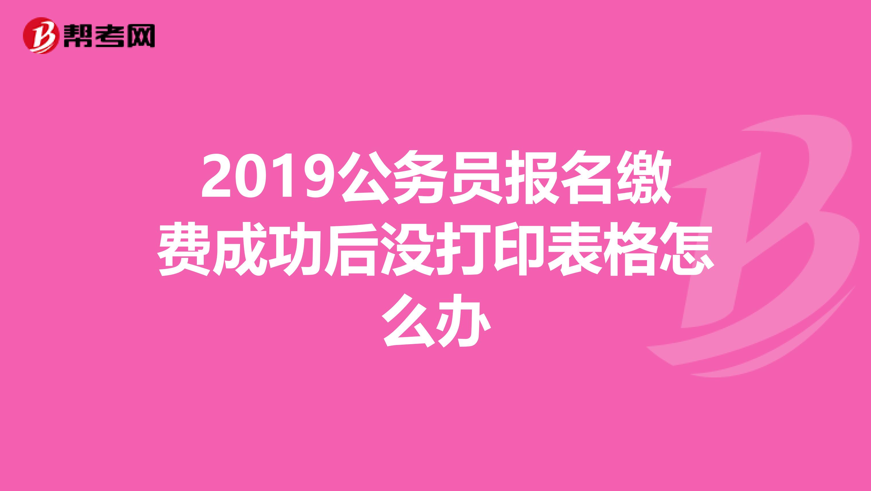 2019公务员报名缴费成功后没打印表格怎么办