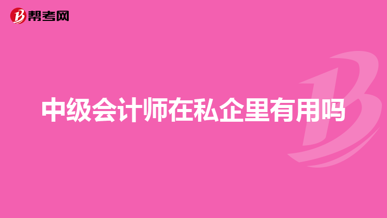 中级会计师在私企里有用吗