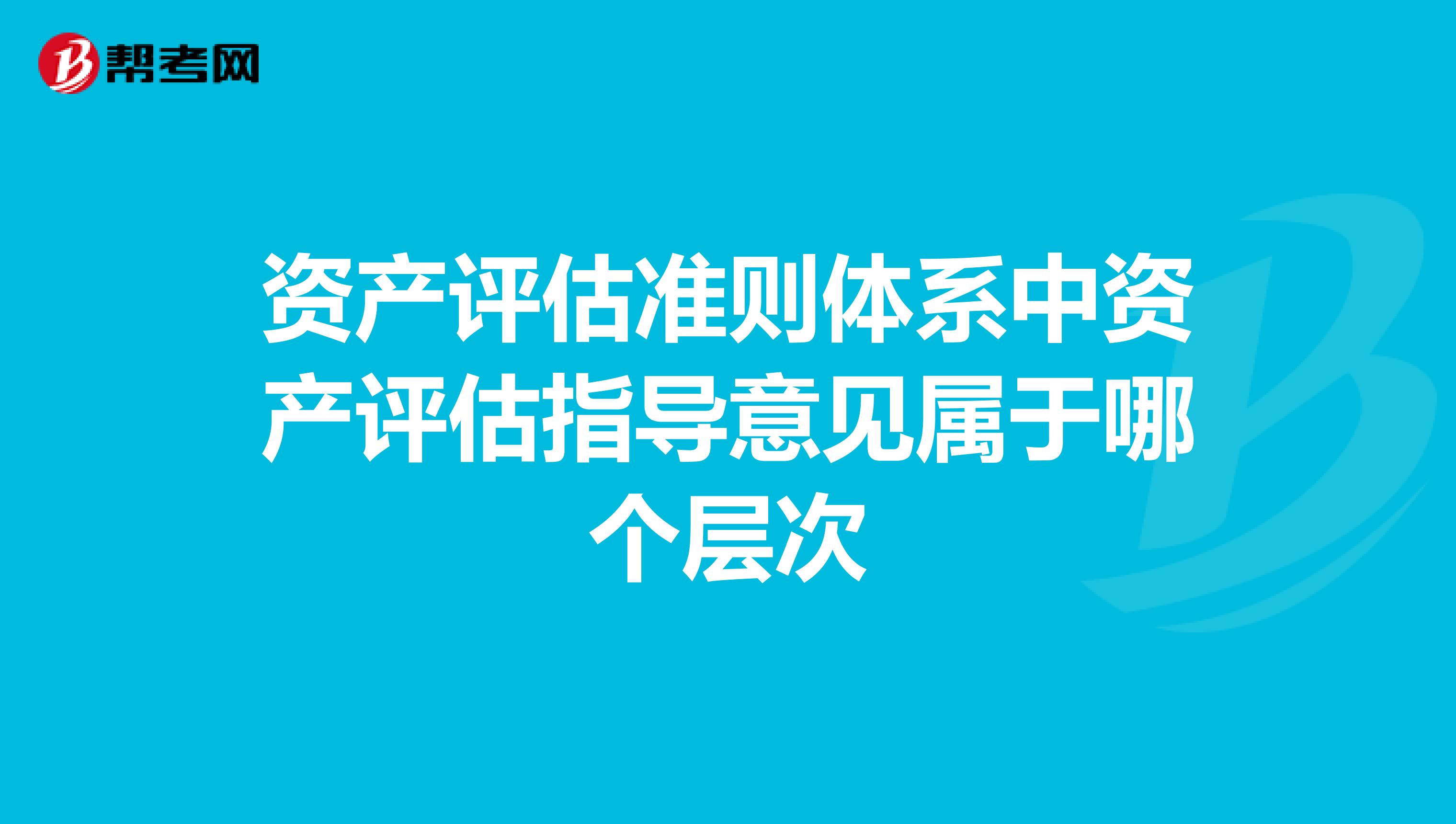 资产评估准则体系中资产评估指导意见属于哪个层次