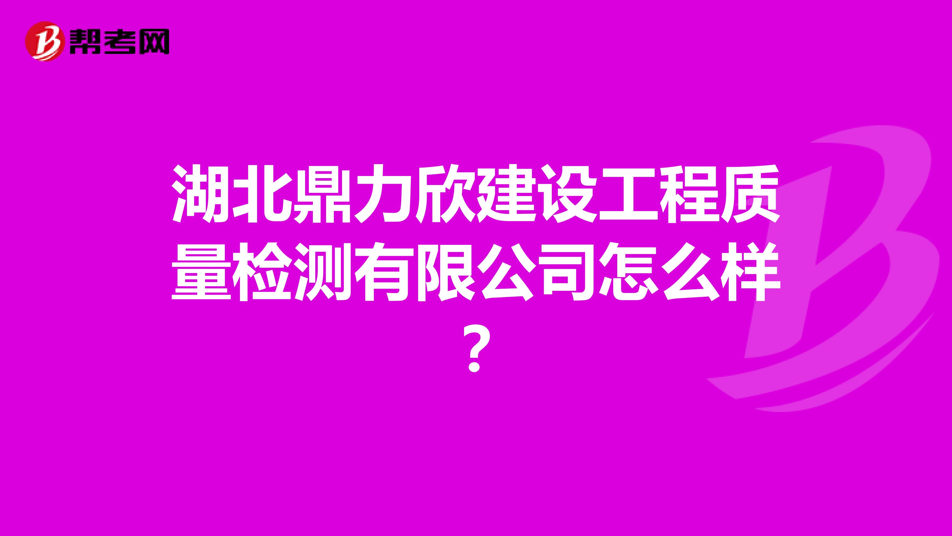 湖北鼎力欣建设工程质量检测有限公司怎么样？