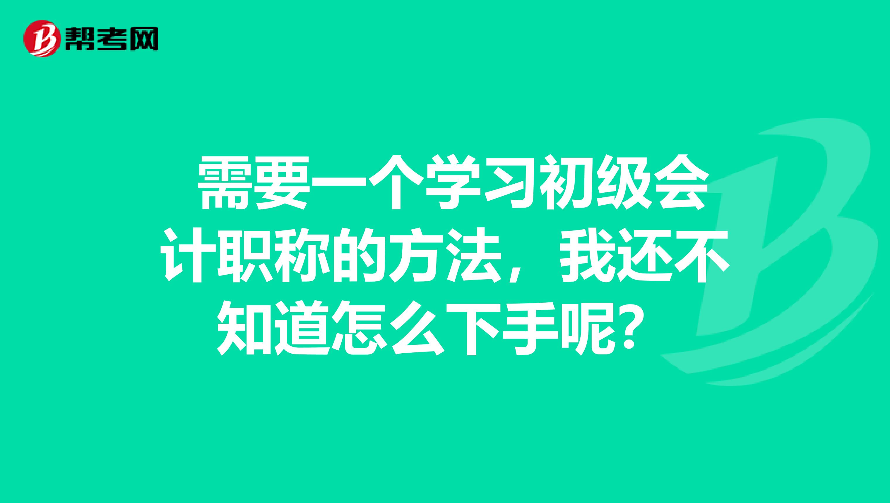 需要一个学习初级会计职称的方法,我还不知道怎么下手呢?