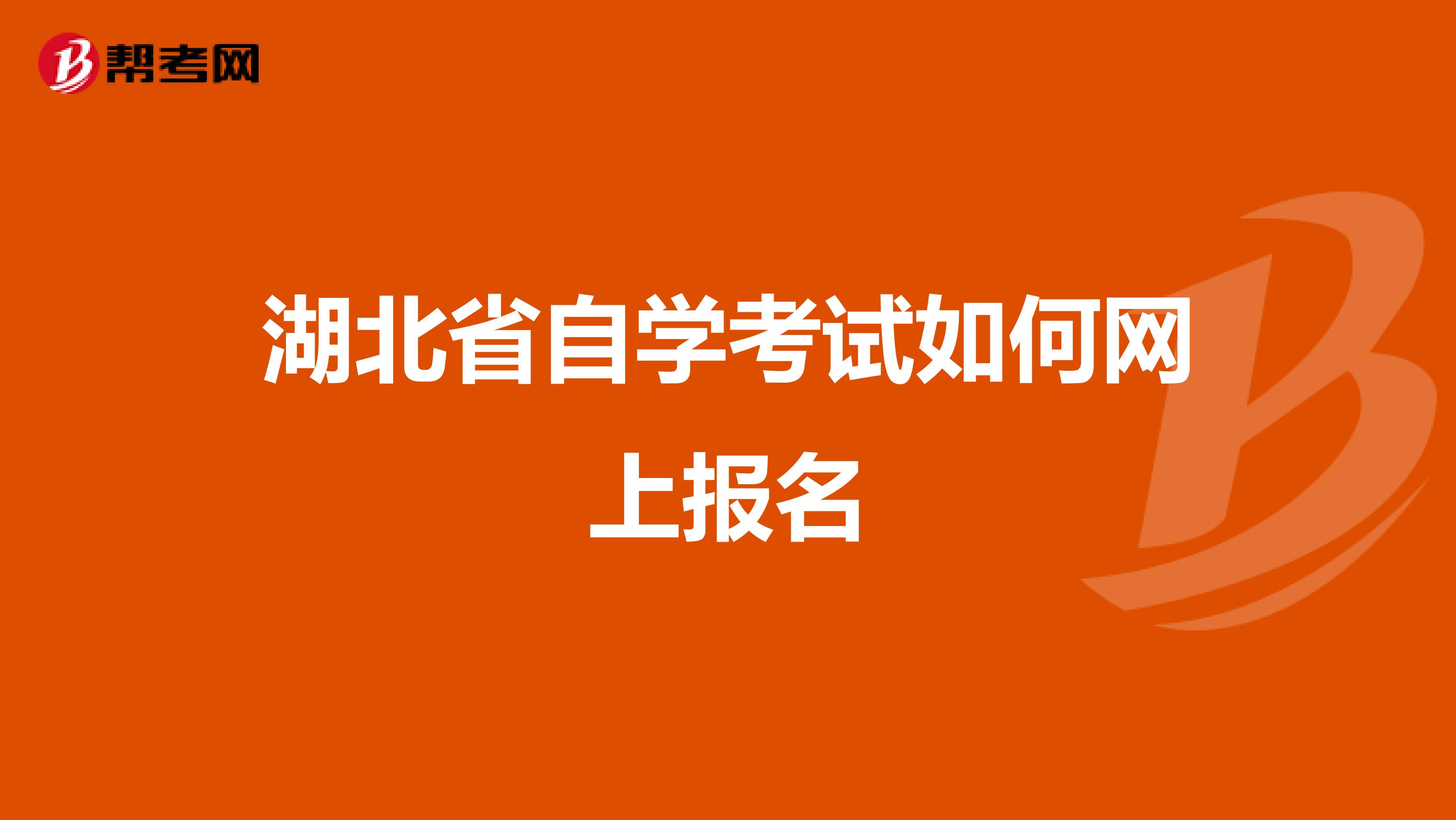 湖北省自学考试如何网上报名