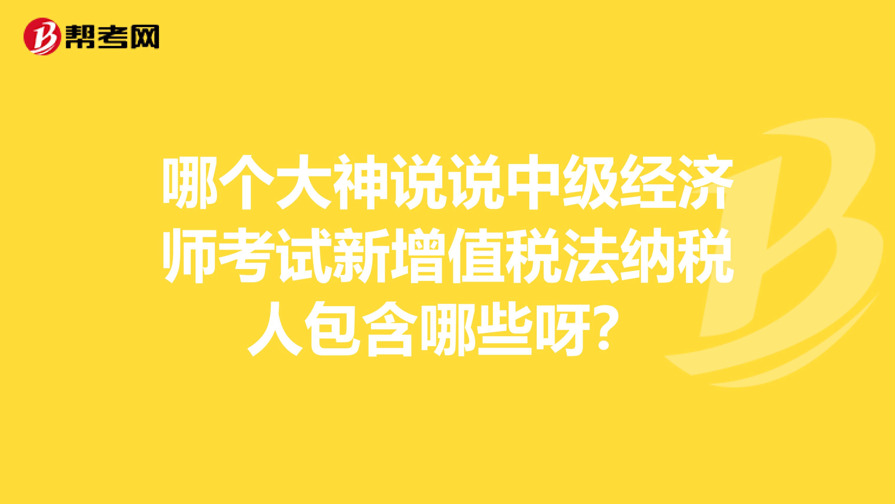 哪个大神说说中级经济师考试新增值税法纳税人包含哪些呀?
