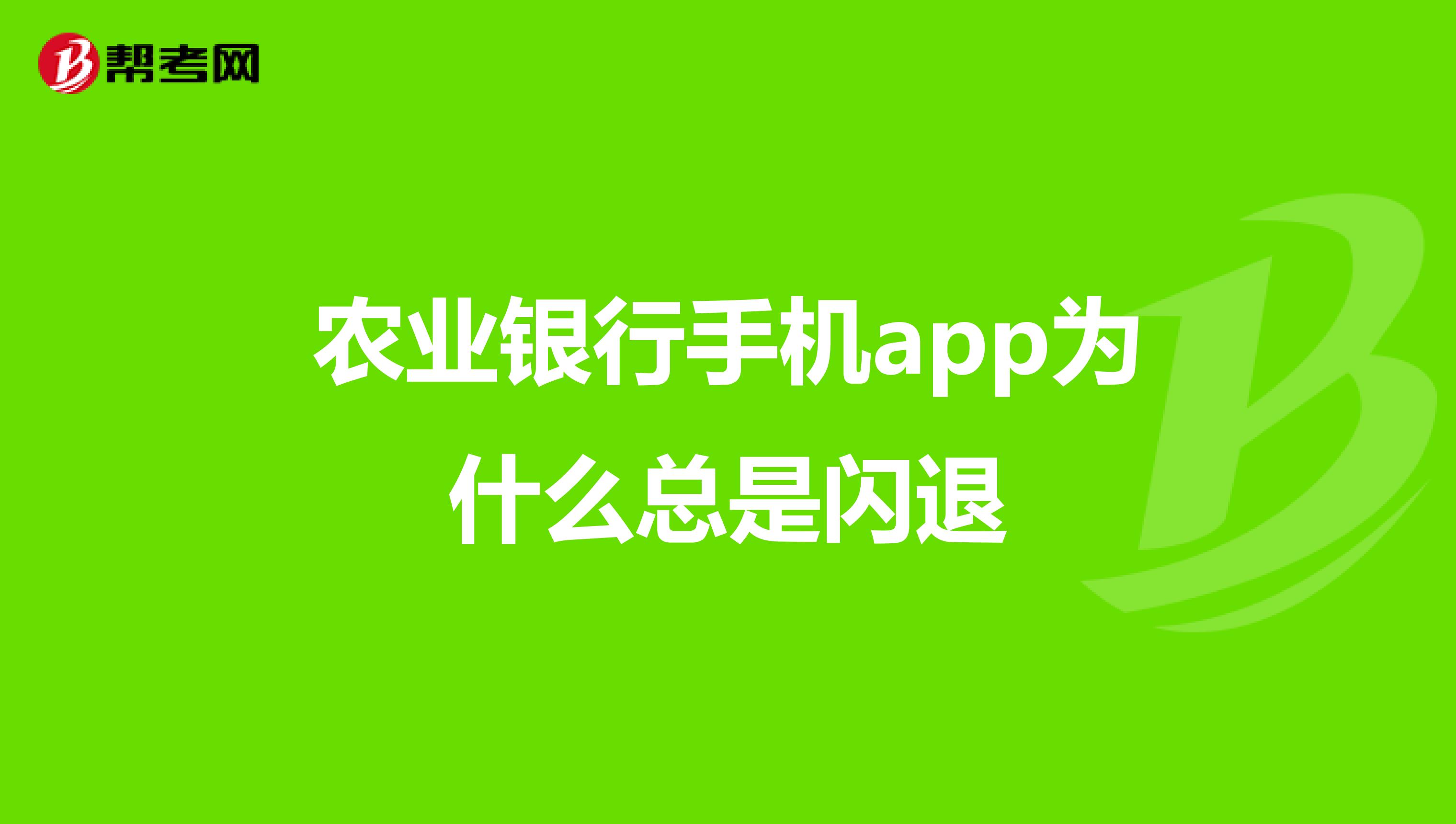农业银行手机app为什么总是闪退