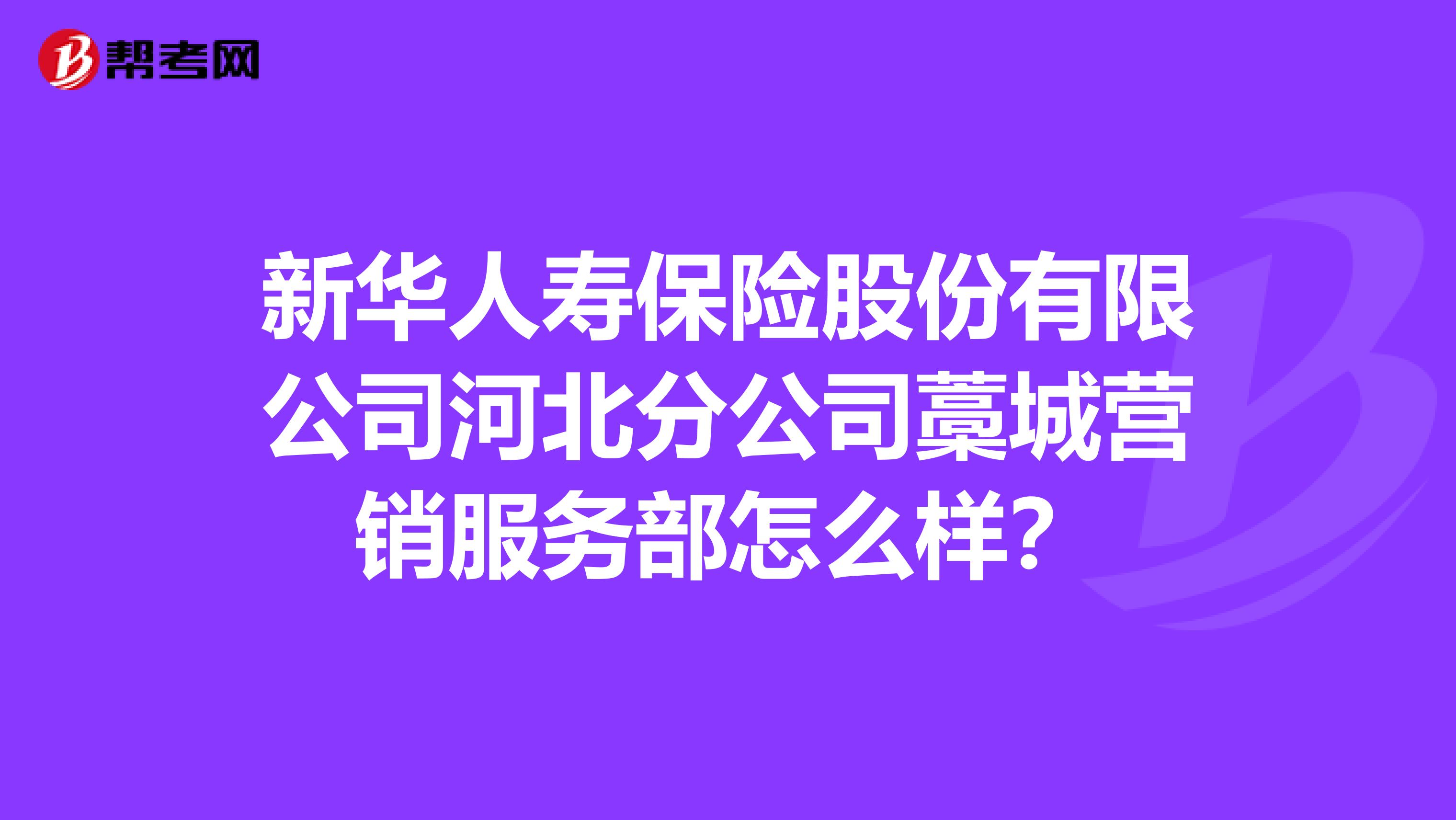 新华人寿保险股份有限公司河北分公司藁城营销服务部怎么样？