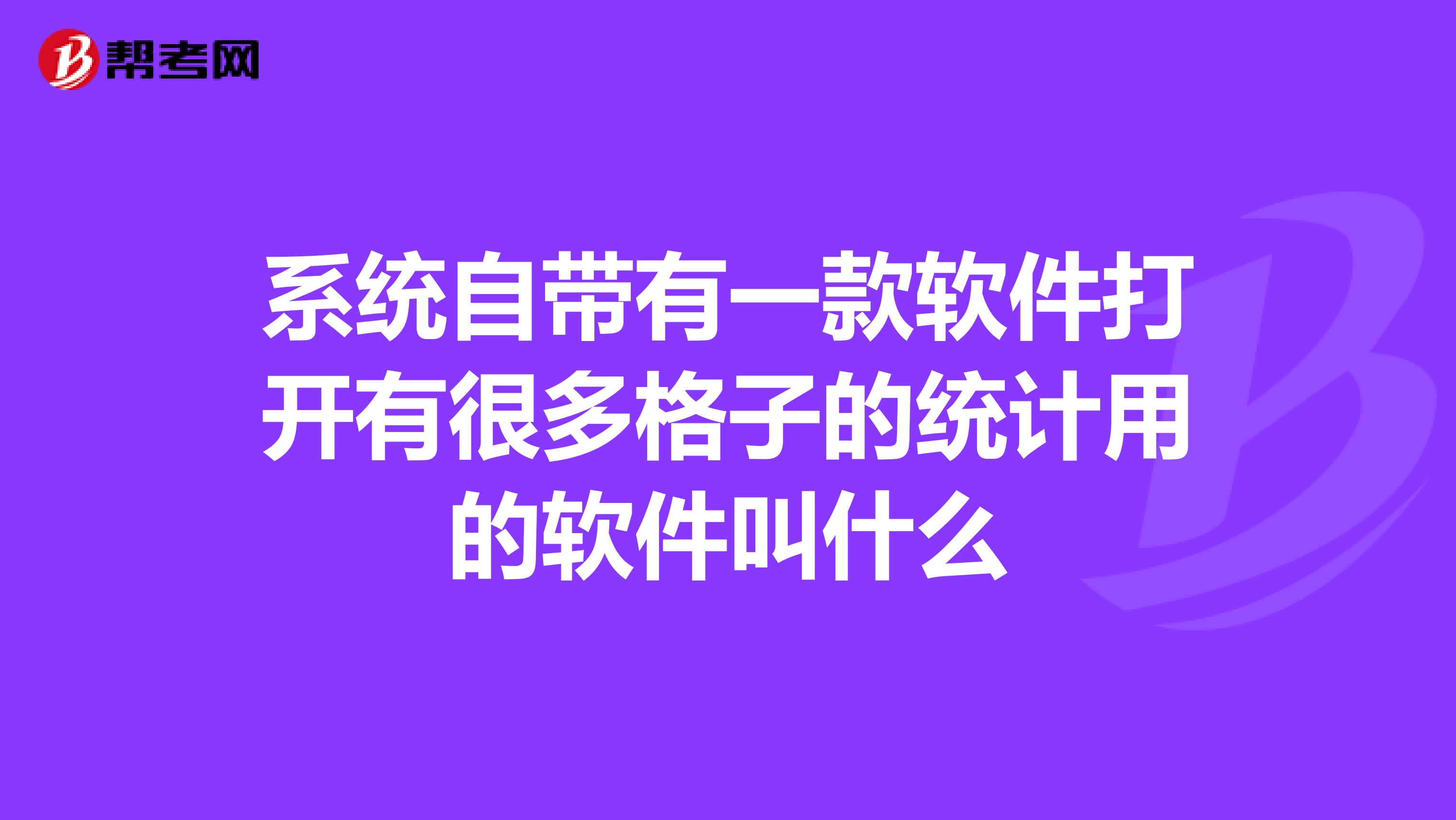 系统自带有一款软件打开有很多格子的统计用的软件叫什么