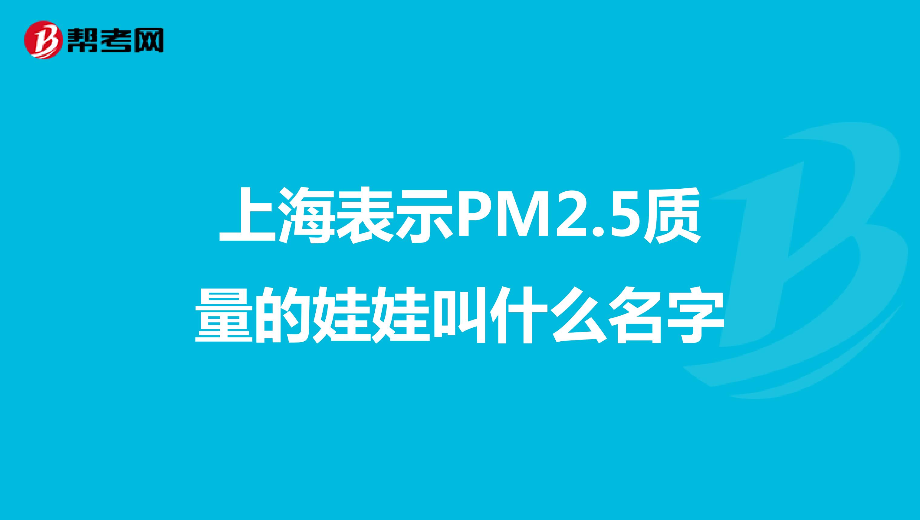 上海表示PM2.5质量的娃娃叫什么名字