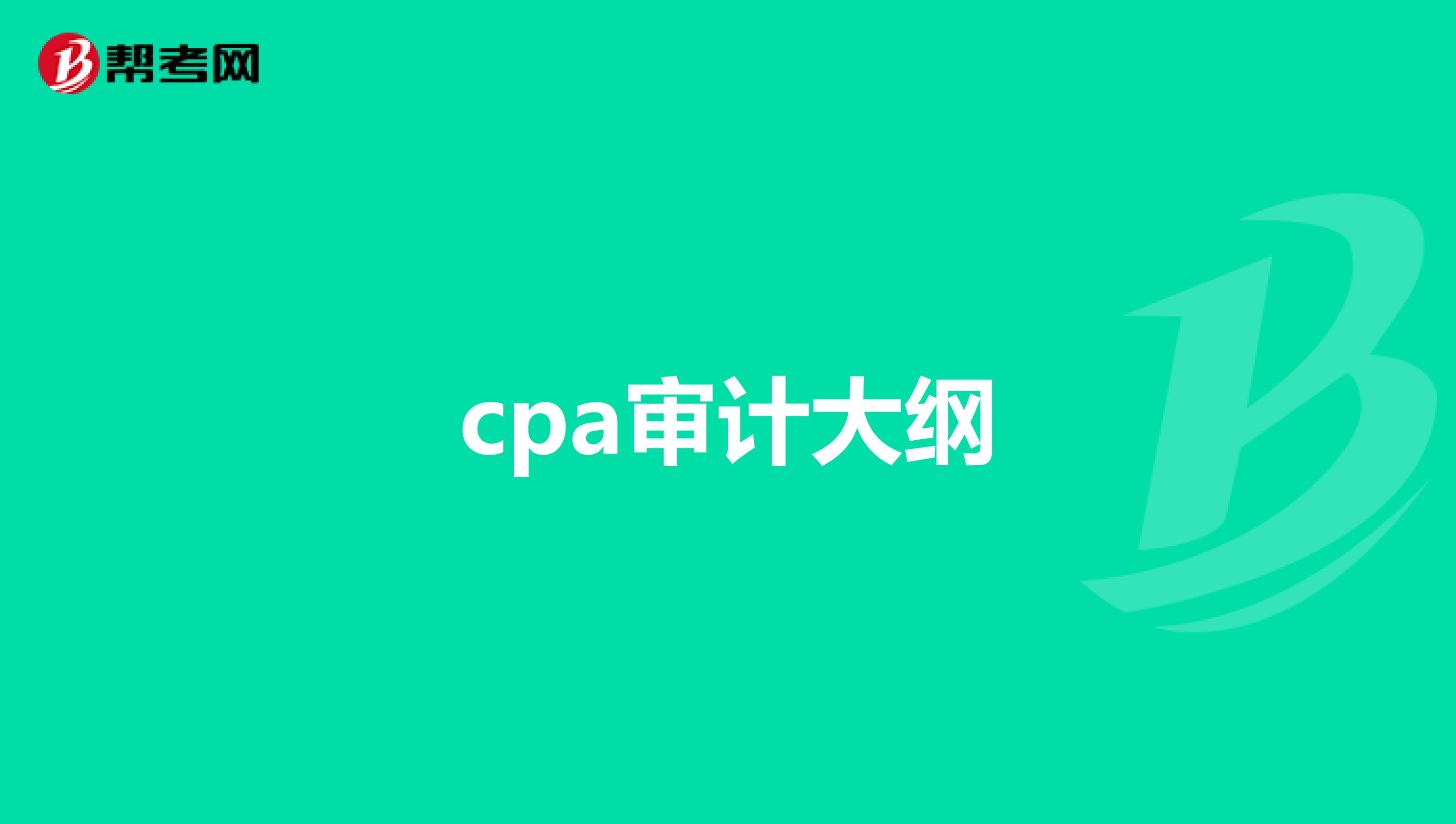 cpa审计大纲