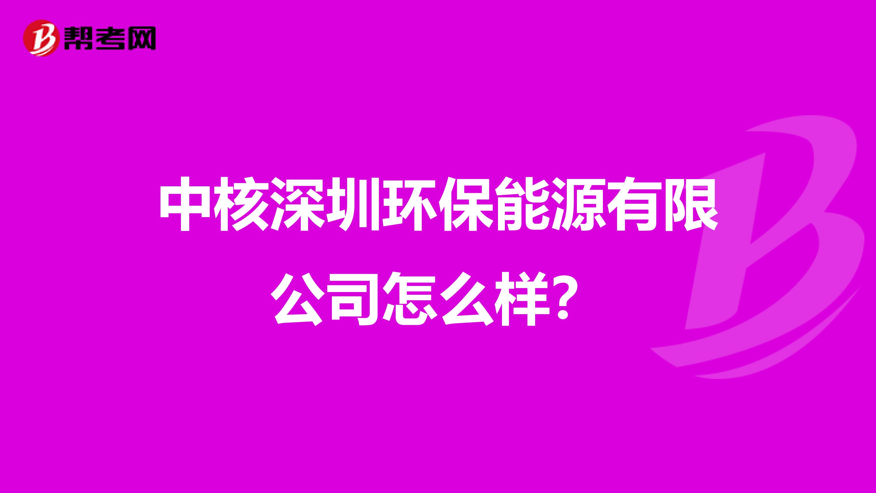 中核深圳环保能源有限公司怎么样？